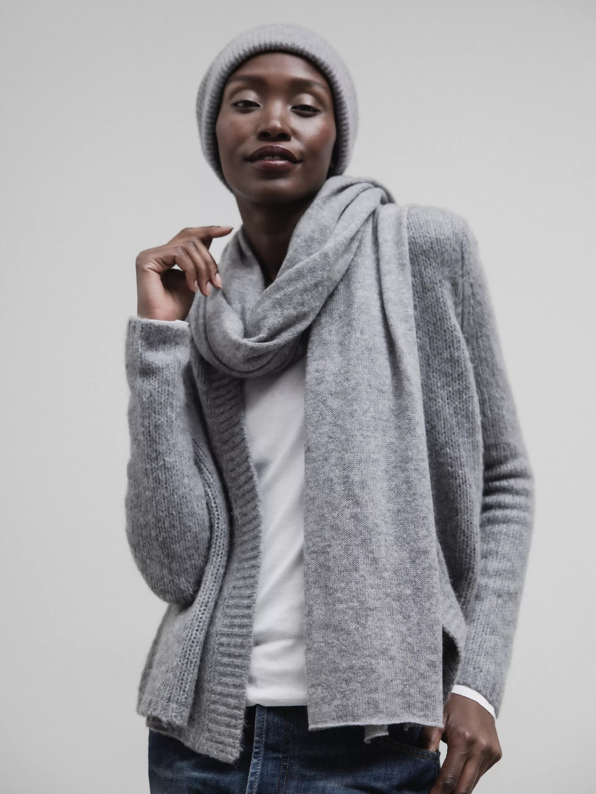 ALLUDE Schal aus Cashmere Damen (83 GREY MEL)