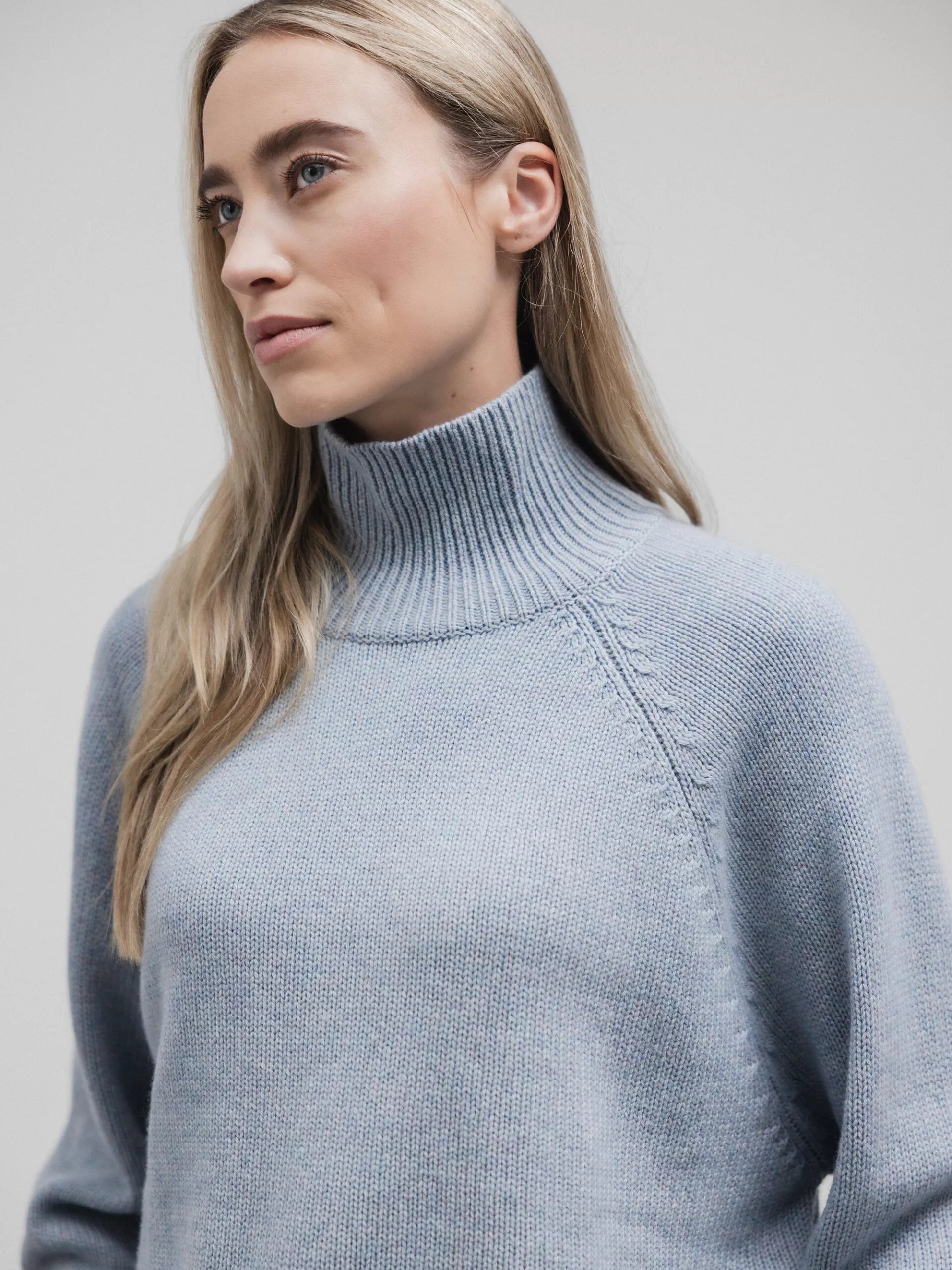 ALLUDE Turtleneck Pullover aus Schurwolle Damen (16 EISBLAU MEL)