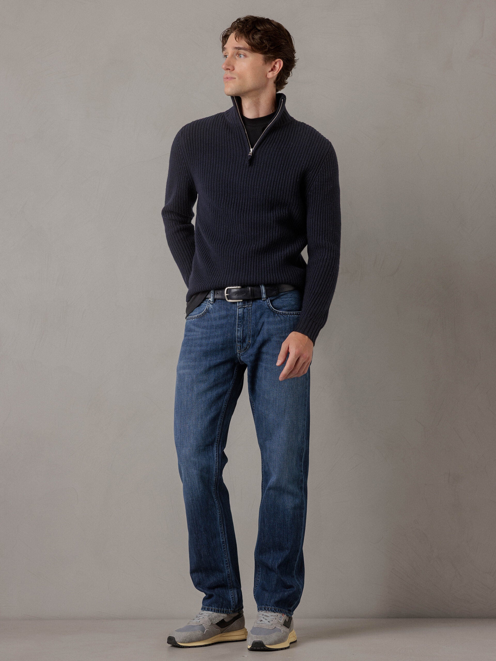 ALLUDE Rippstrickpullover aus Schurwolle Herren (14 NAVY)