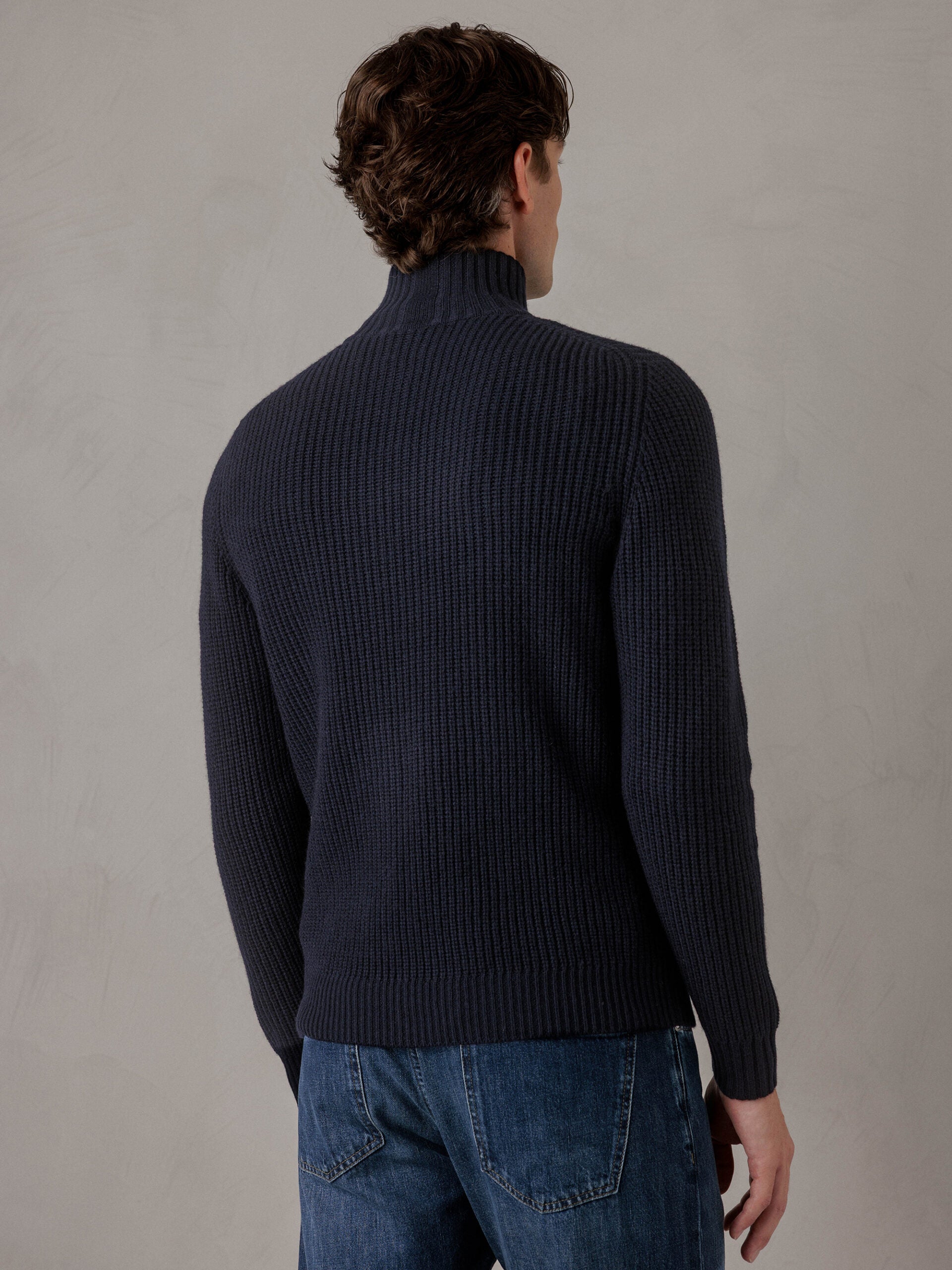 ALLUDE Rippstrickpullover aus Schurwolle Herren (14 NAVY)