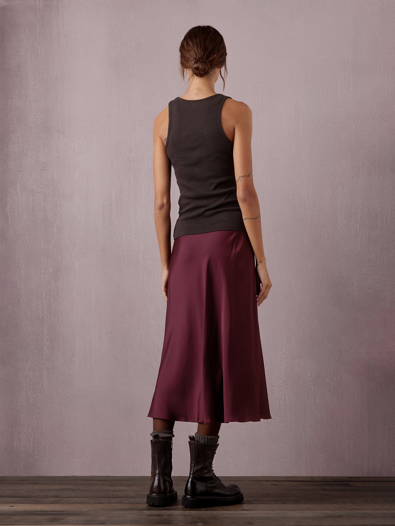 ALLUDE Midi- Satinrock aus Seide Damen (68 WINE)
