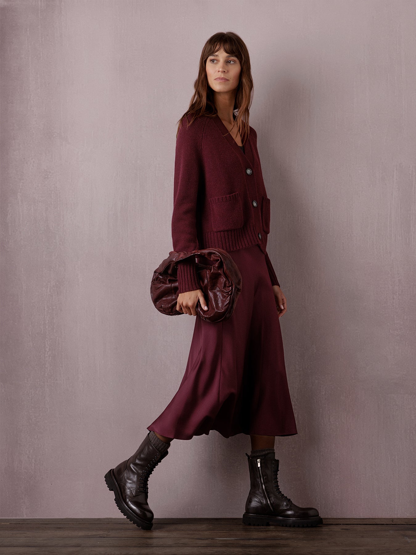 ALLUDE Midi- Satinrock aus Seide Damen (68 WINE)