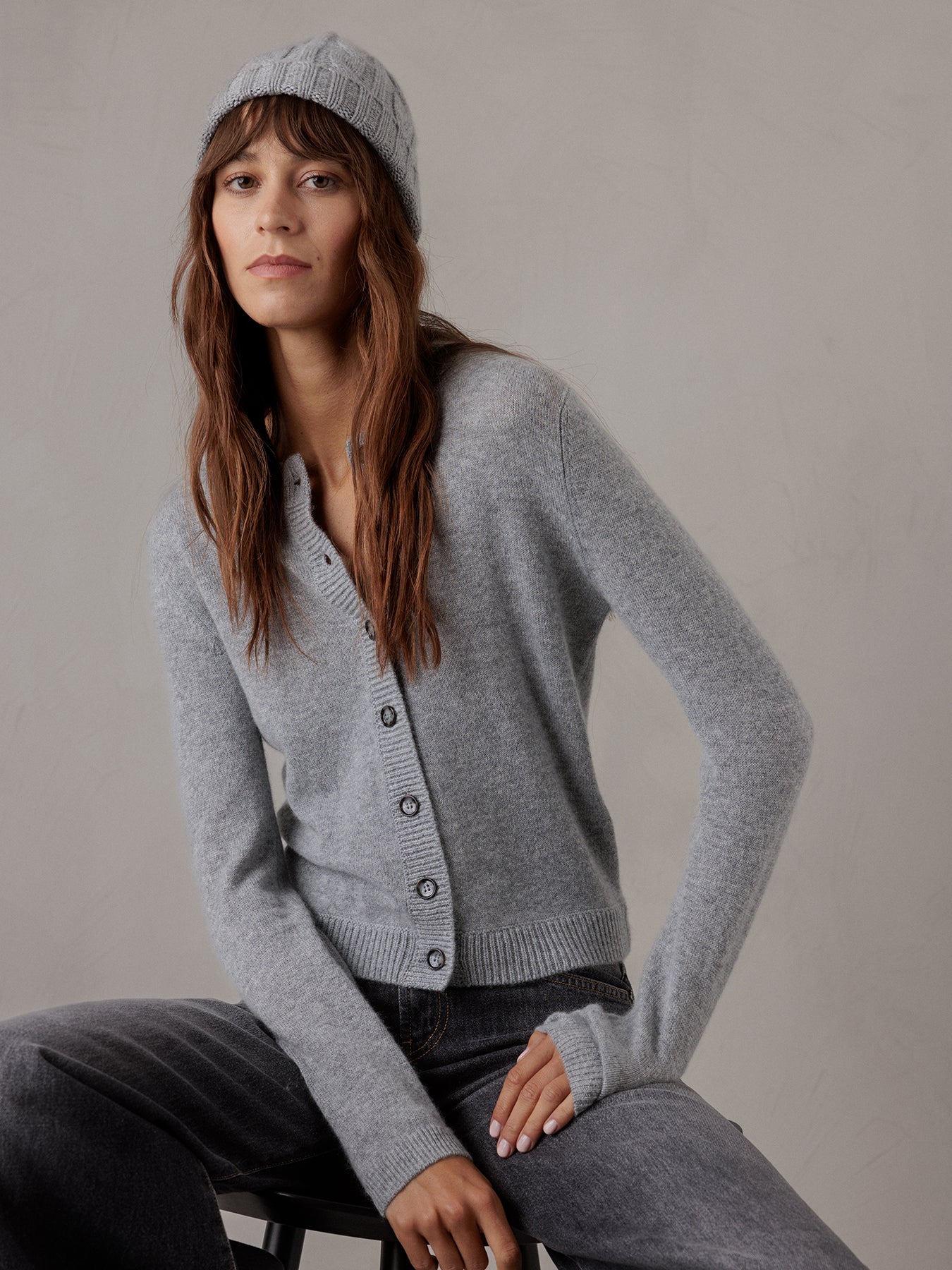 ALLUDE Mütze aus Cashmere Damen (83 GRAU MEL)
