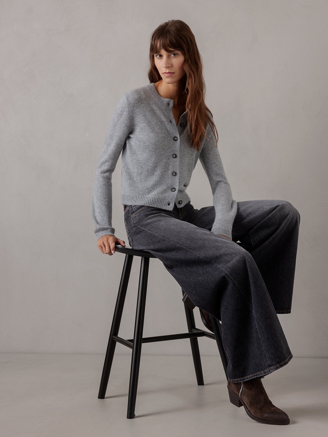 ALLUDE Strickjacke aus Cashmere Damen (83 GRAU MEL)