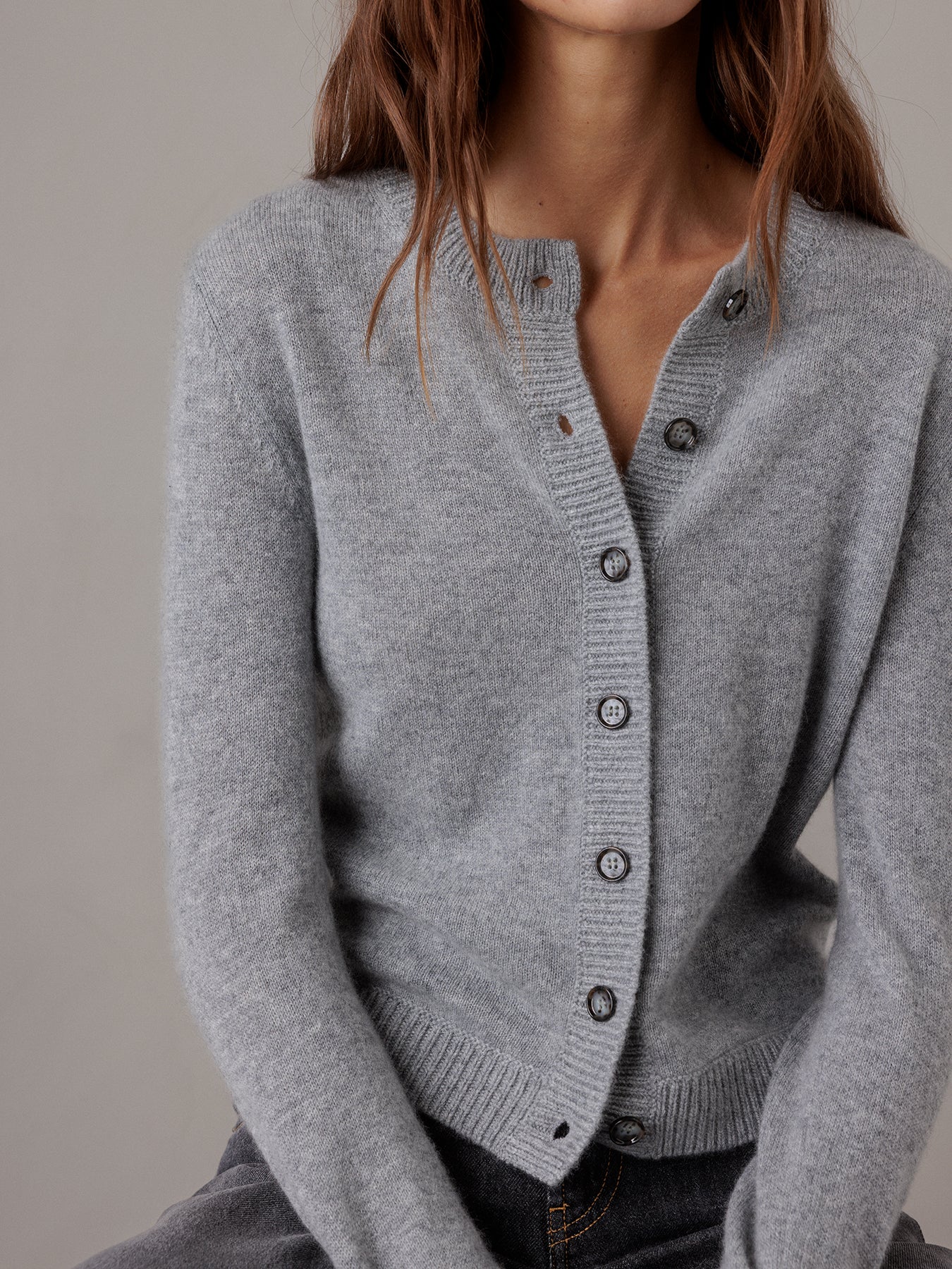 ALLUDE Strickjacke aus Cashmere Damen (83 GRAU MEL)