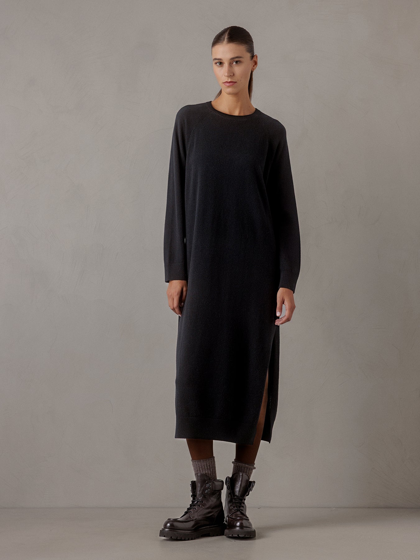 ALLUDE Midi- Kleid aus Schurwolle Damen (90 SCHWARZ)