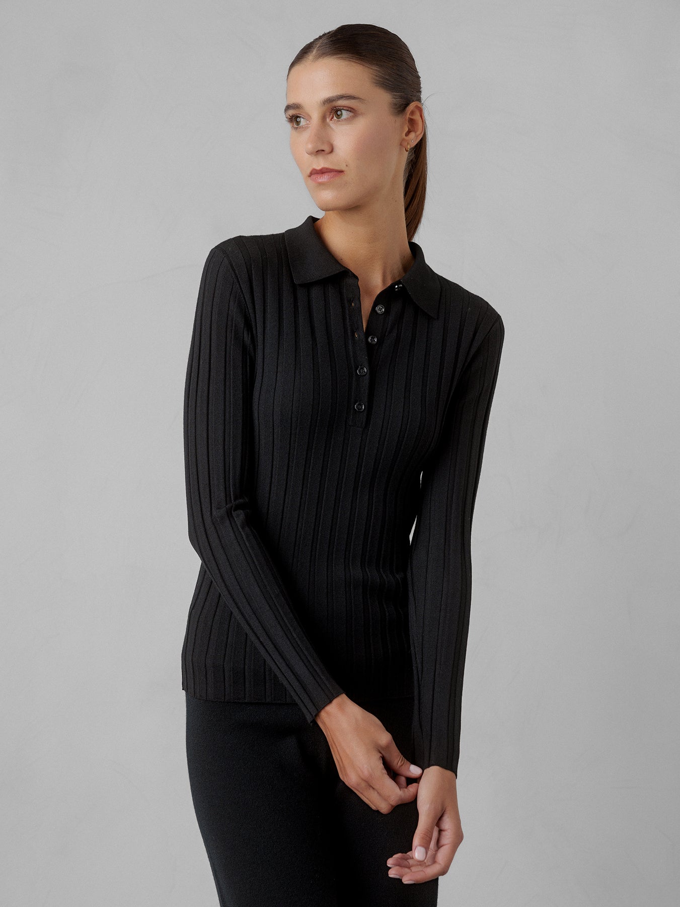 ALLUDE Langarmshirt aus Schurwolle Damen (490 SCHWARZ)