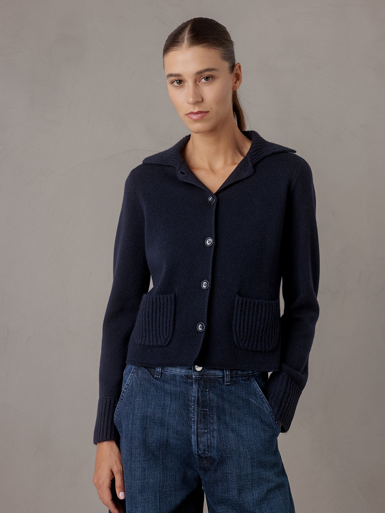 ALLUDE Strickblazer aus Schurwolle Damen (14 NAVY)