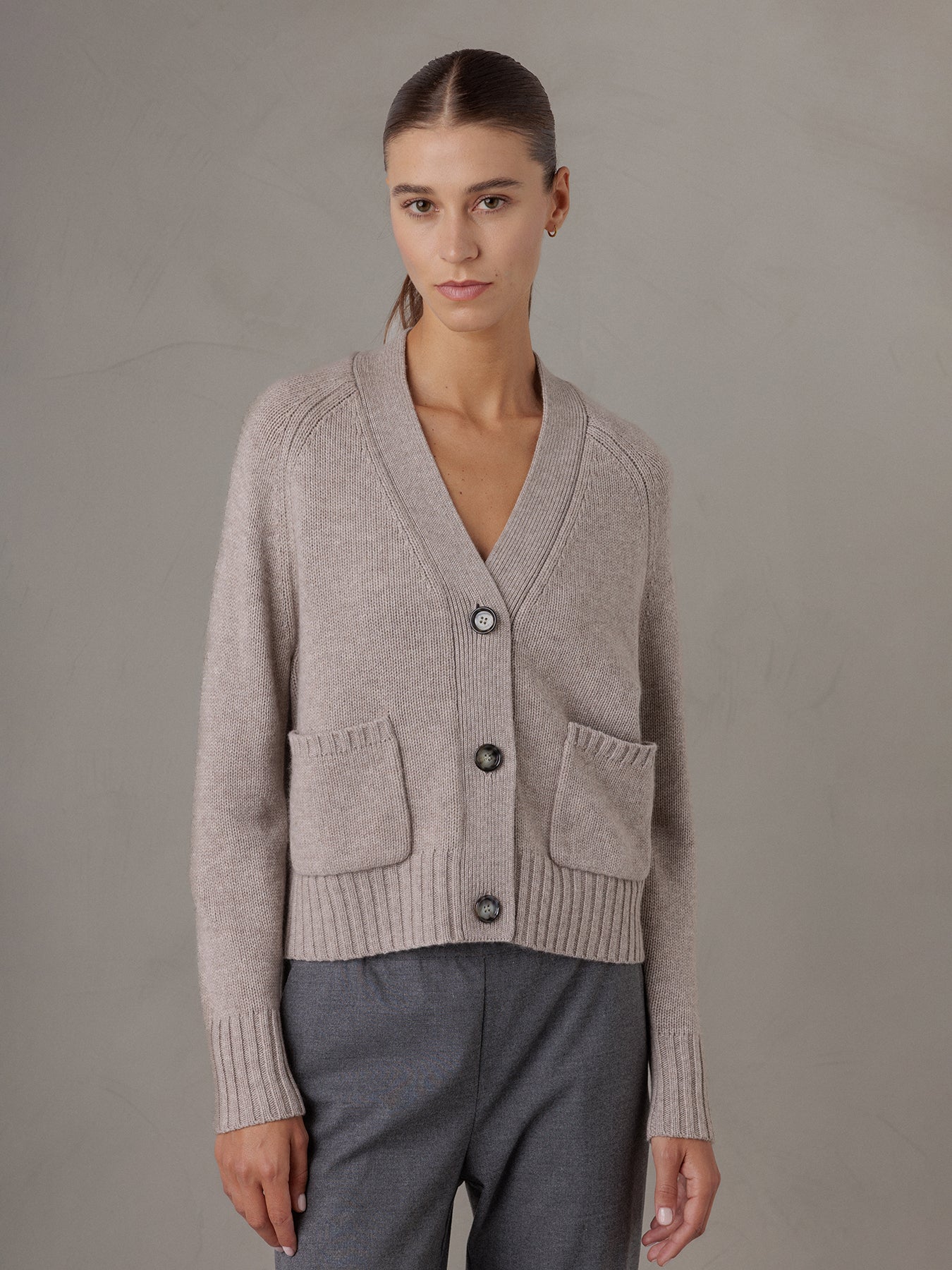 ALLUDE Strickjacke Damen (46 TAUPE MEL)