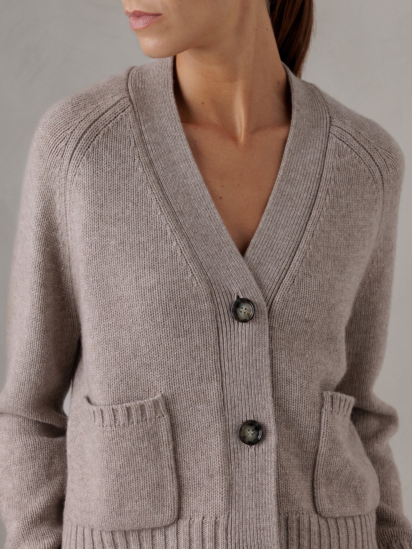 ALLUDE Strickjacke Damen (46 TAUPE MEL)