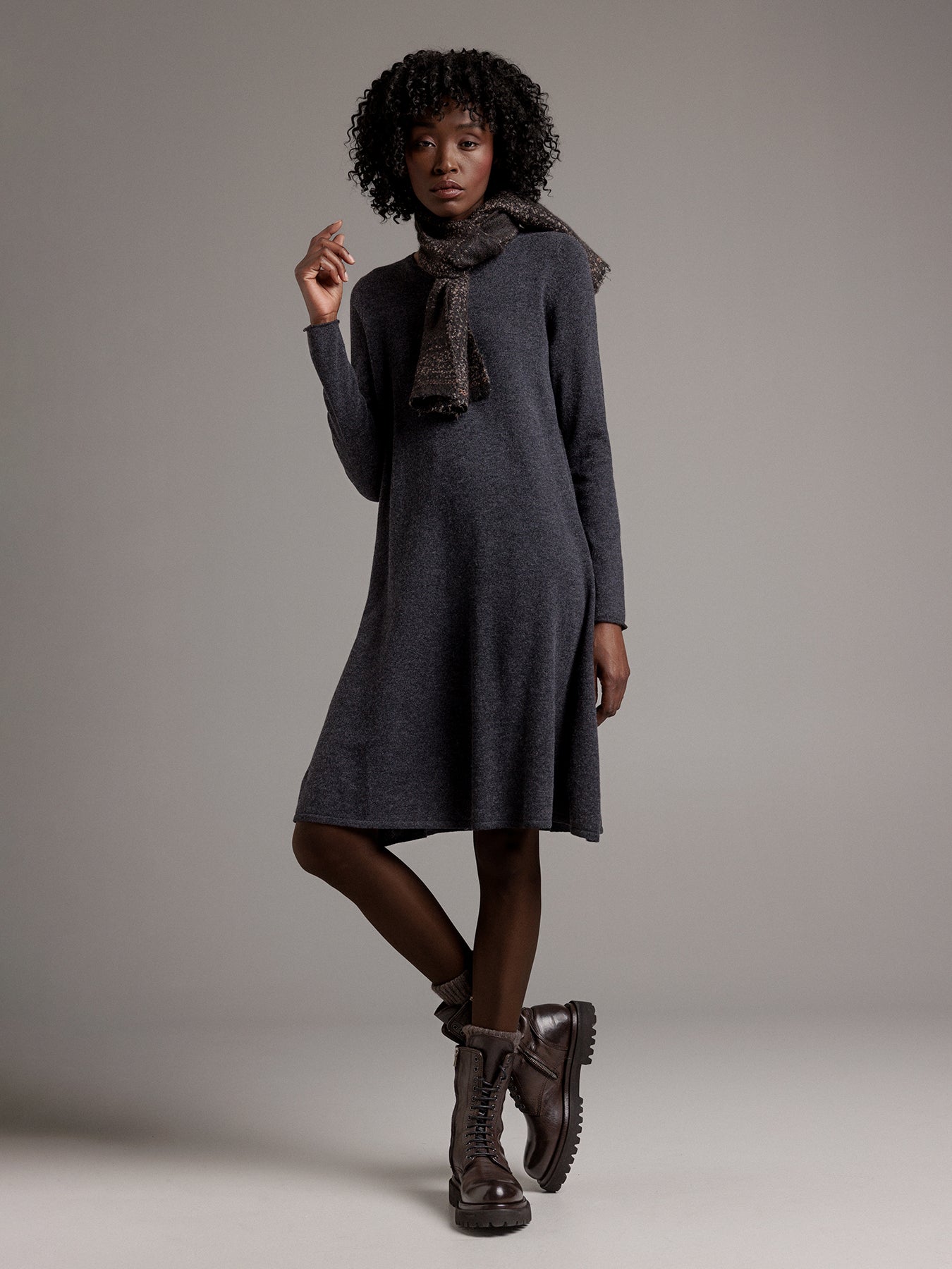 ALLUDE Strickkleid Damen (84 ANTHRAZIT)