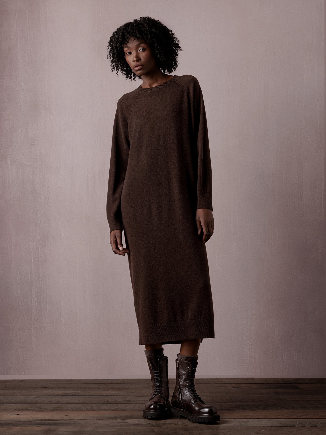 ALLUDE Midi- Kleid aus Schurwolle Damen (49 DK BRAUN)