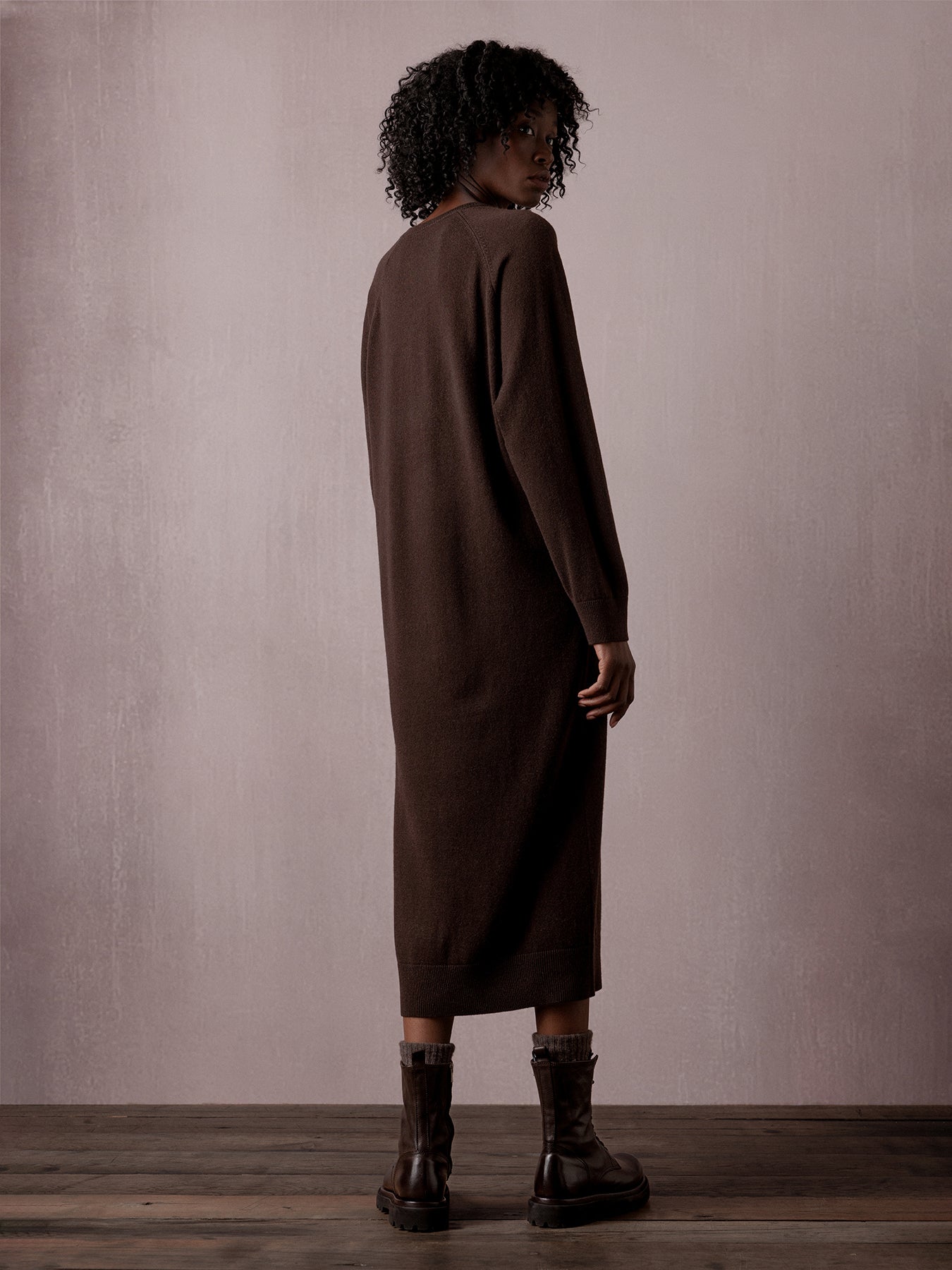 ALLUDE Midi- Kleid aus Schurwolle Damen (49 DK BRAUN)