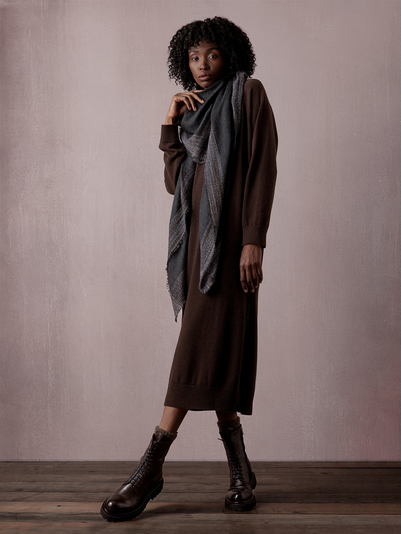 ALLUDE Midi- Kleid aus Schurwolle Damen (49 DK BRAUN)