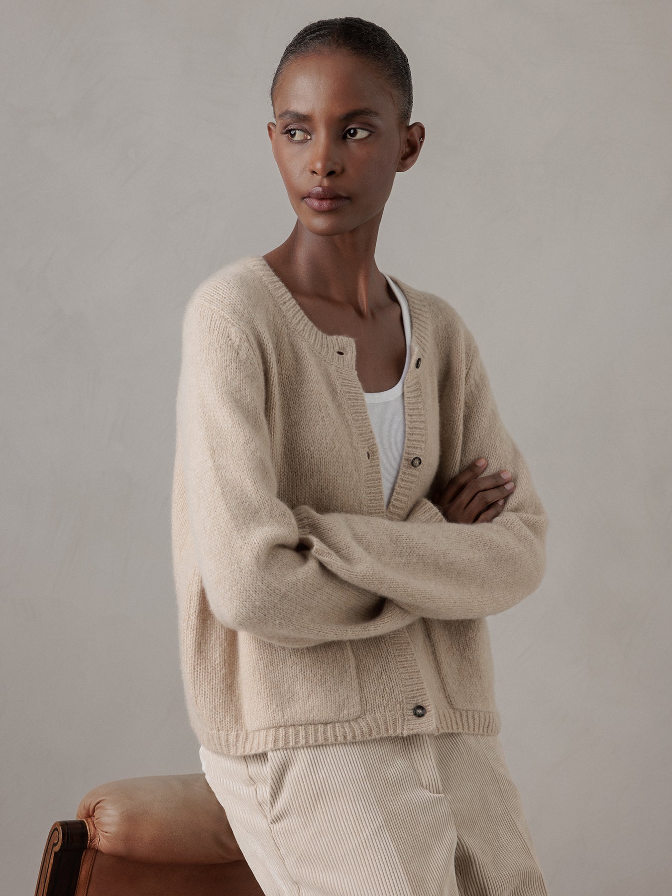 ALLUDE Strickjacke aus Cashmere Damen (48 CAMEL)