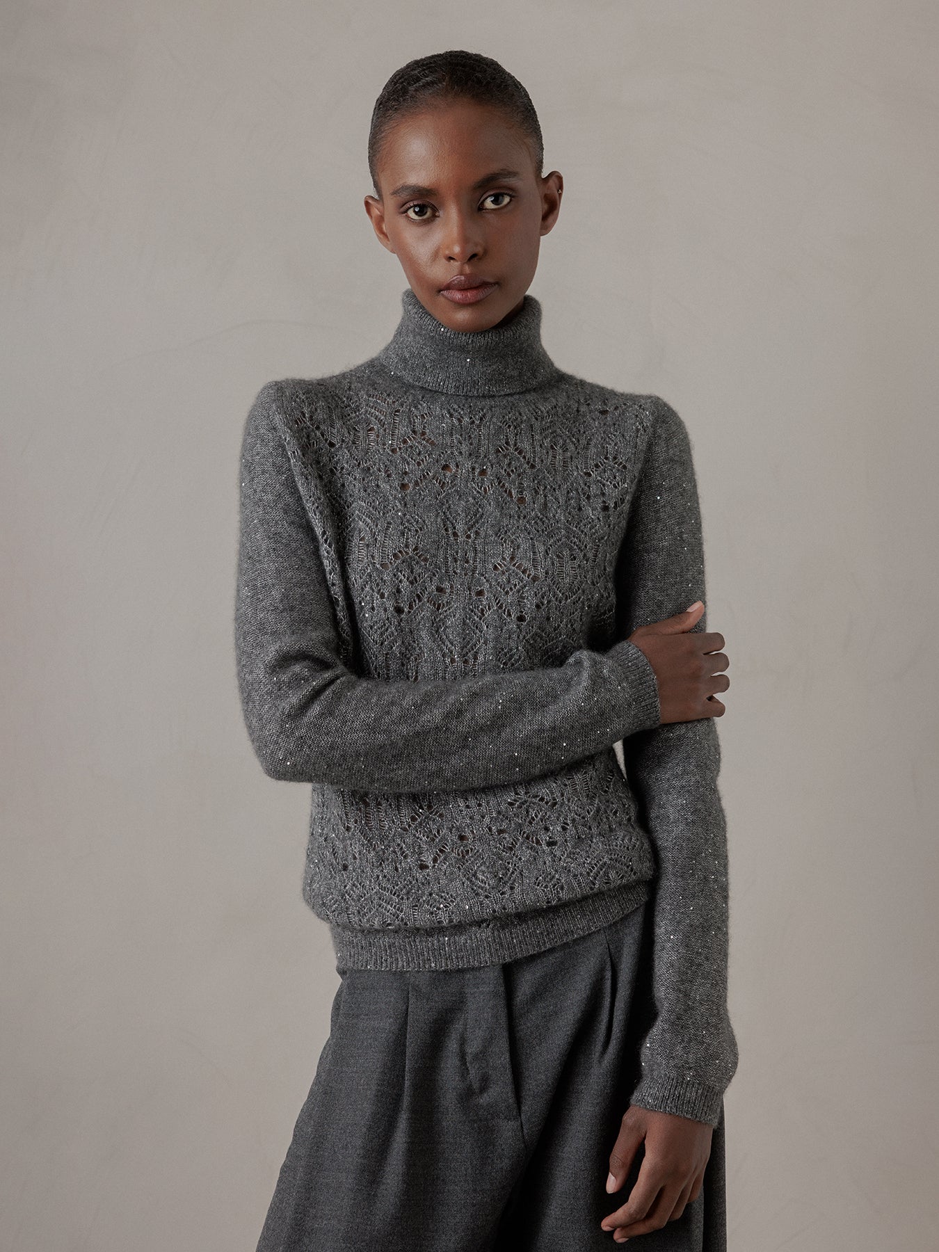 ALLUDE Pullover aus Cashmere Damen (83 DK GRAU MEL)