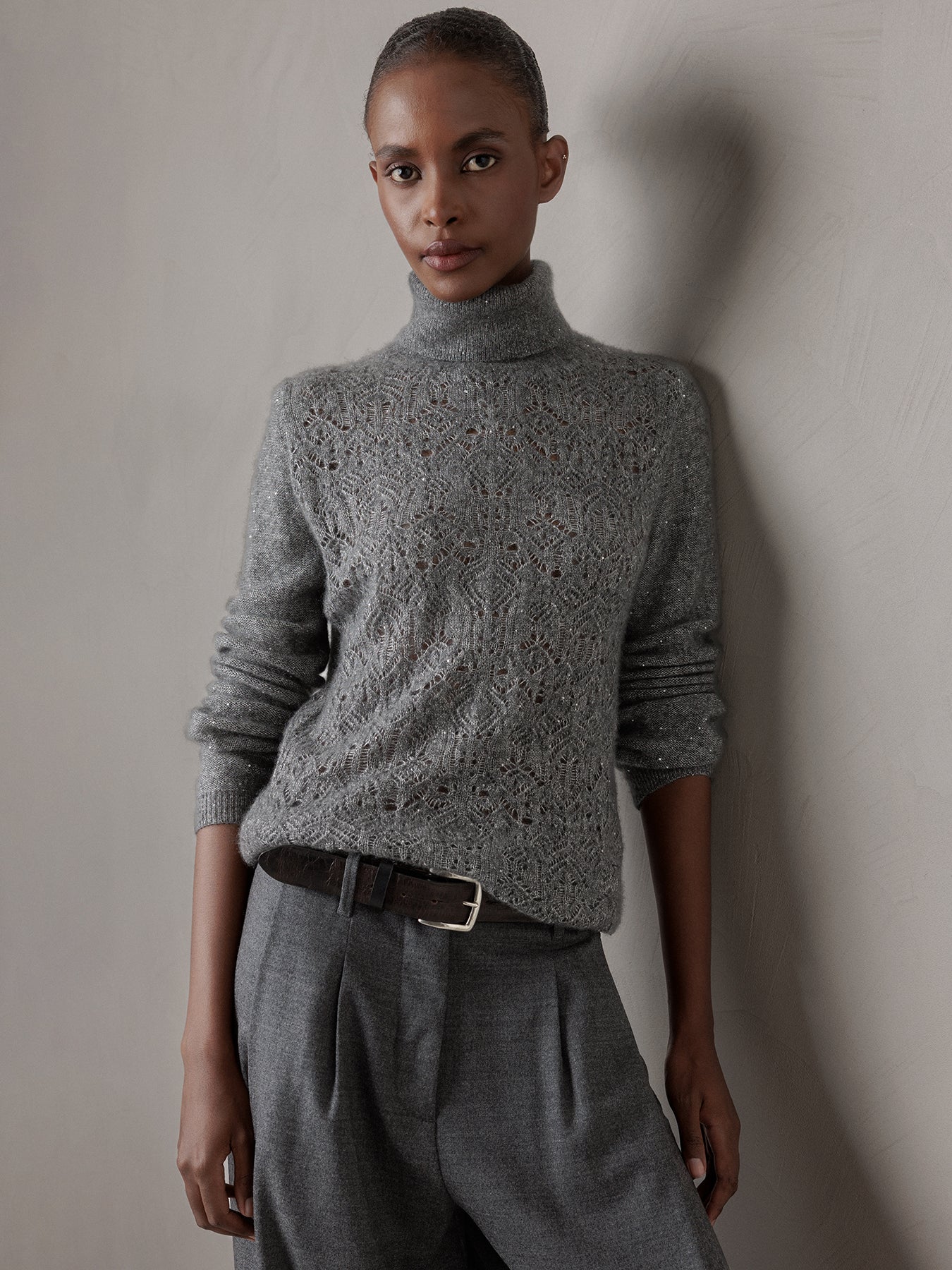 ALLUDE Pullover aus Cashmere Damen (83 DK GRAU MEL)