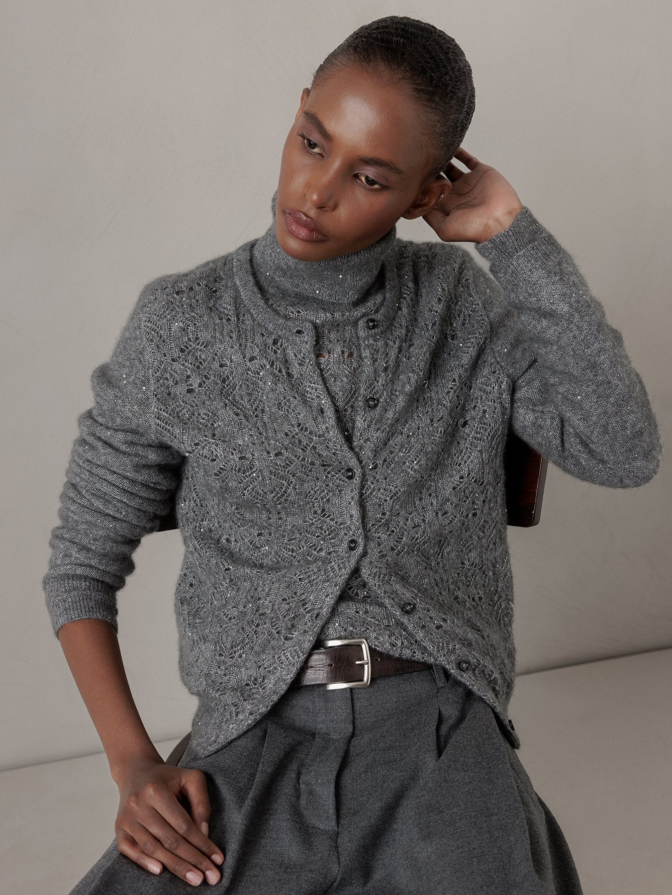 ALLUDE Strickjacke aus Cashmere Damen (83 DK GRAU MEL)
