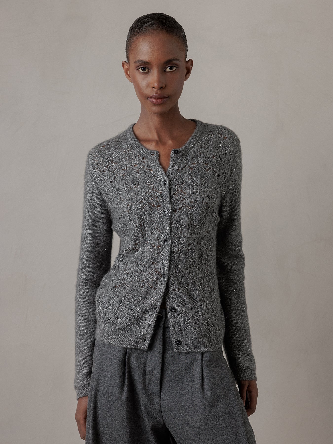 ALLUDE Strickjacke aus Cashmere Damen (83 DK GRAU MEL)