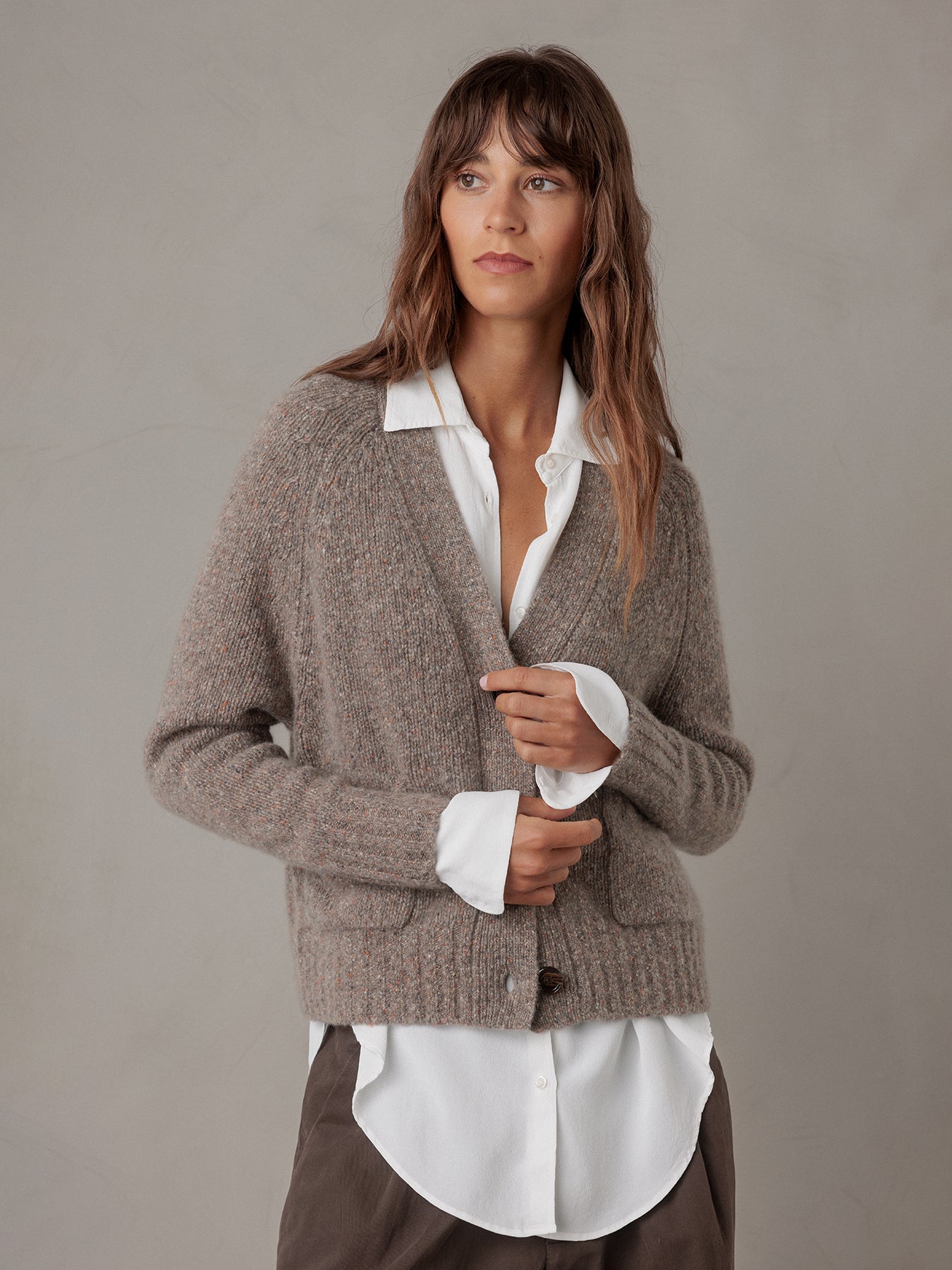 ALLUDE Strickjacke aus Cashmere Damen (46 BRAUN MEL)