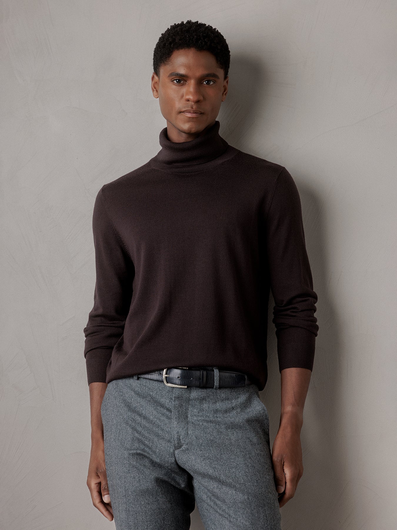 ALLUDE Rollkragenpullover aus Schurwolle Herren (449 DK BRAUN)