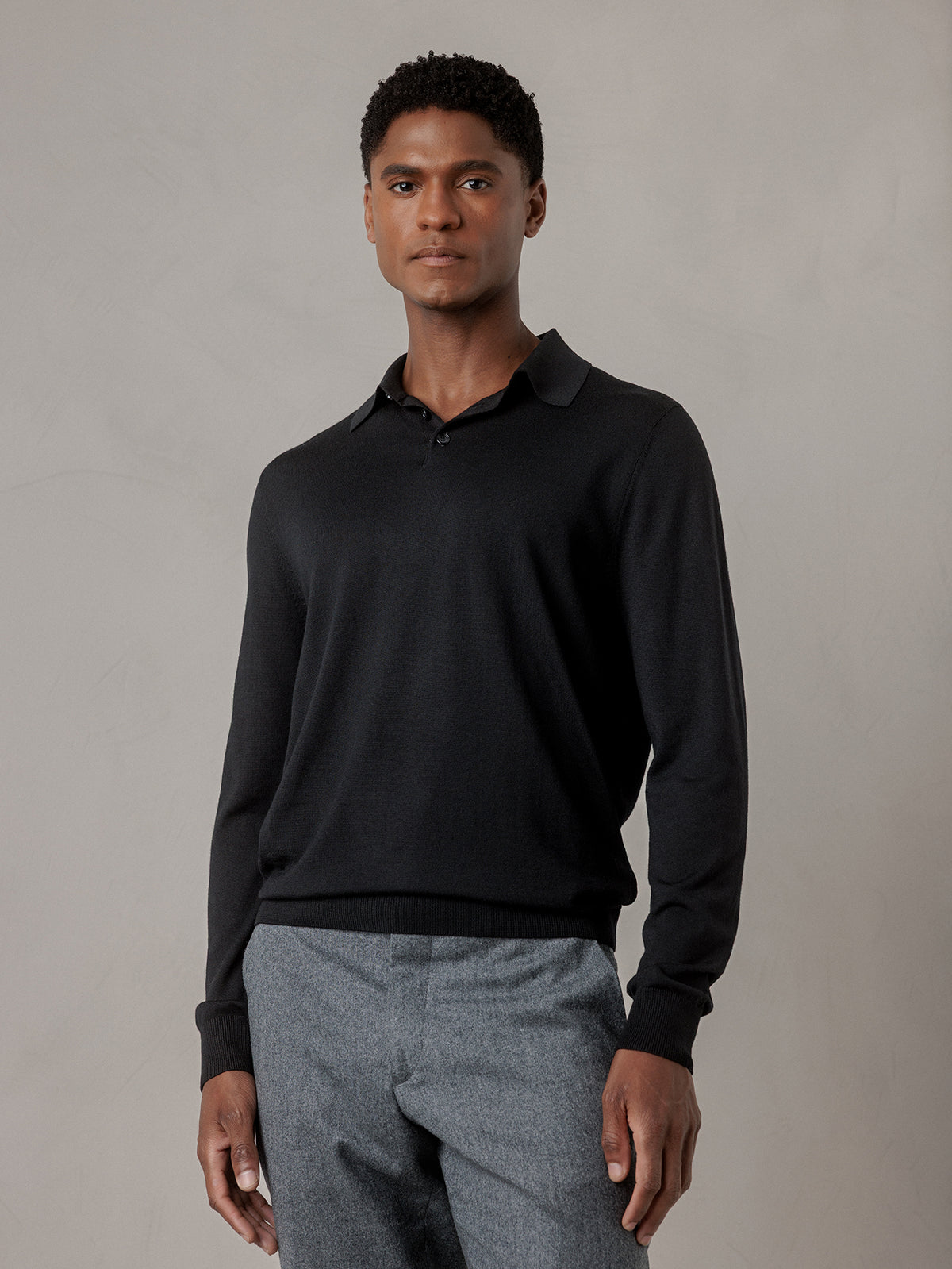 ALLUDE Strick-Poloshirt aus Schurwolle Herren (490 SCHWARZ)