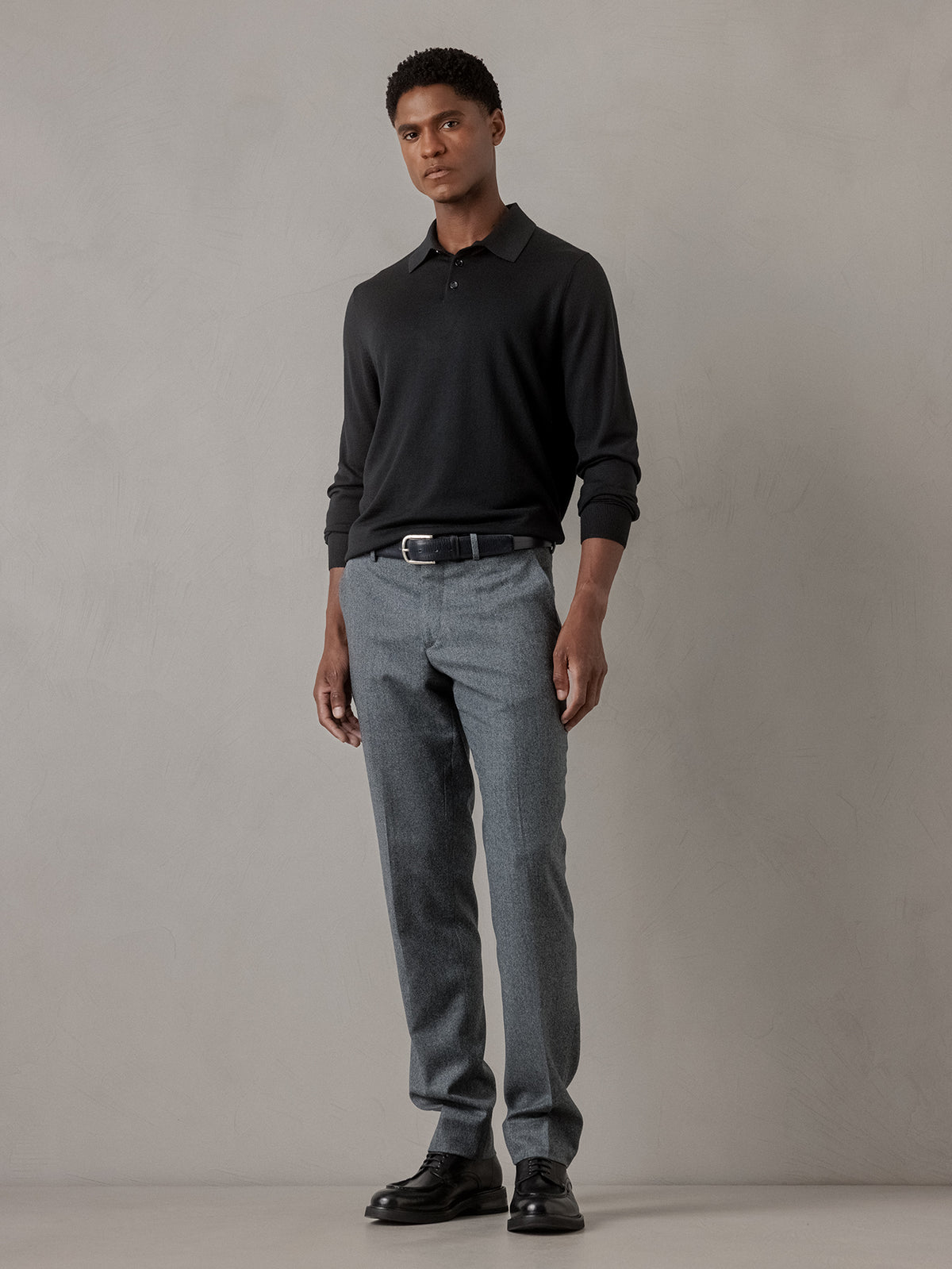 ALLUDE Strick-Poloshirt aus Schurwolle Herren (490 SCHWARZ)
