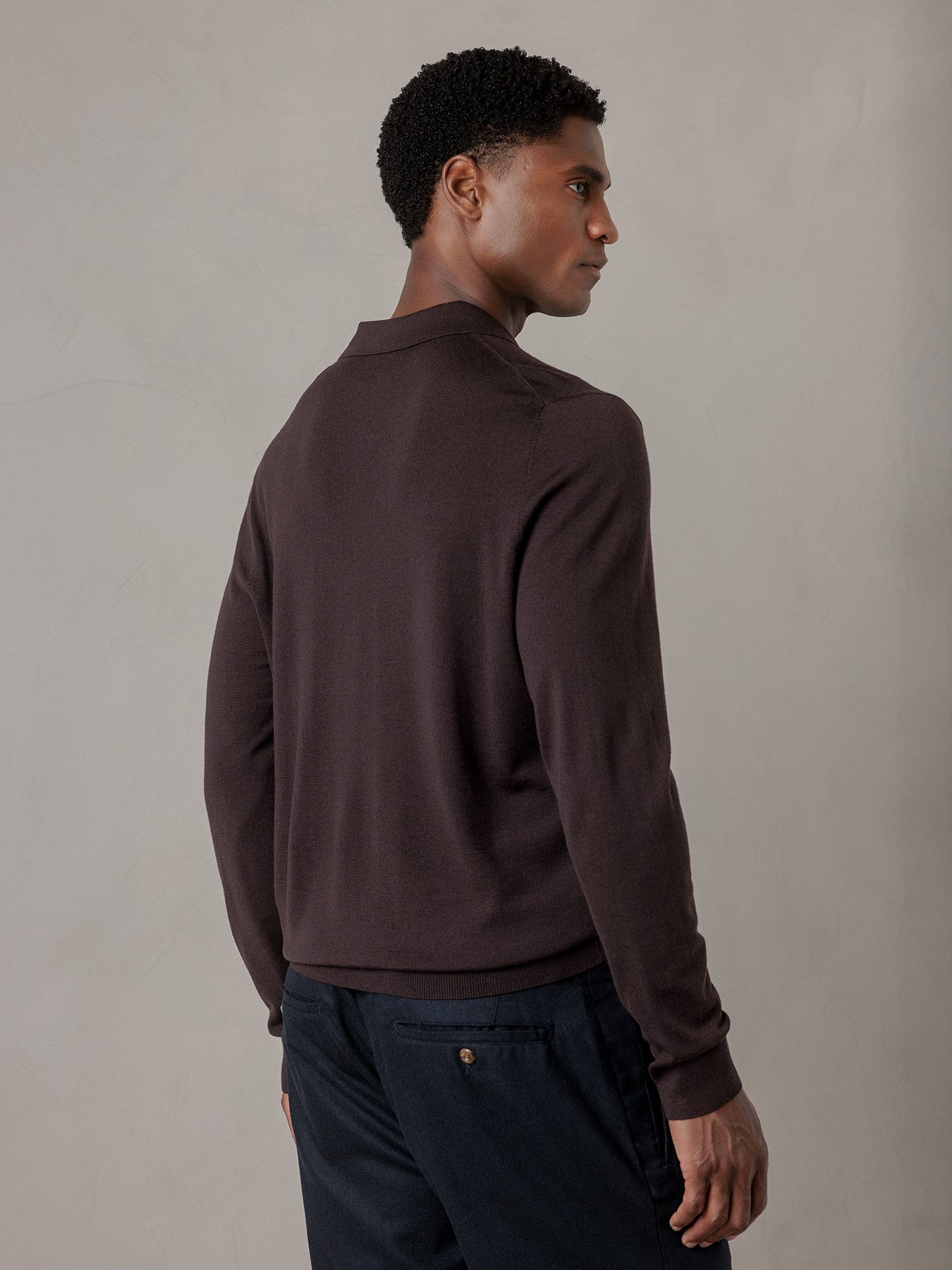 ALLUDE Strick-Poloshirt aus Schurwolle Herren (449 DK BRAUN)