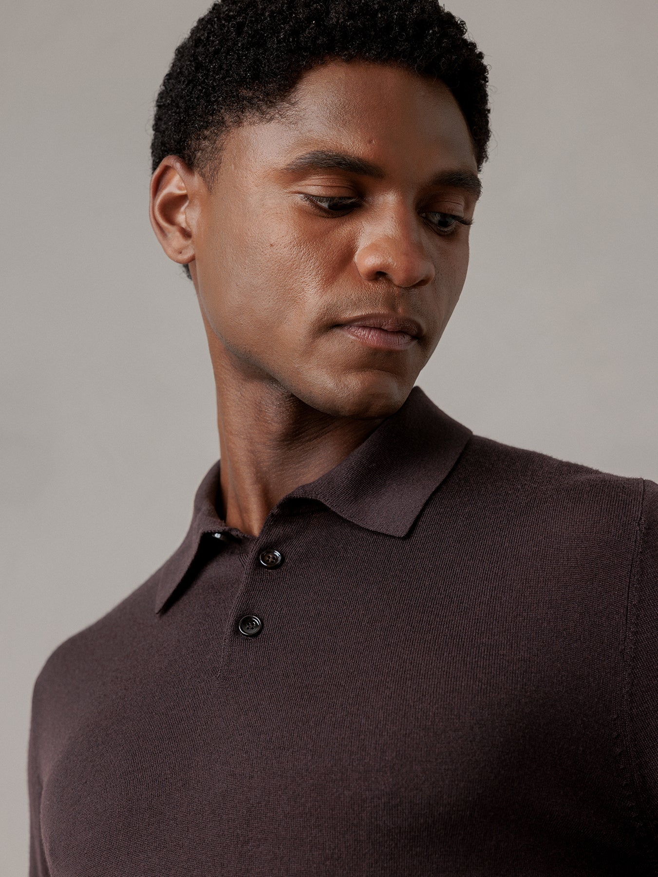ALLUDE Strick-Poloshirt aus Schurwolle Herren (449 DK BRAUN)
