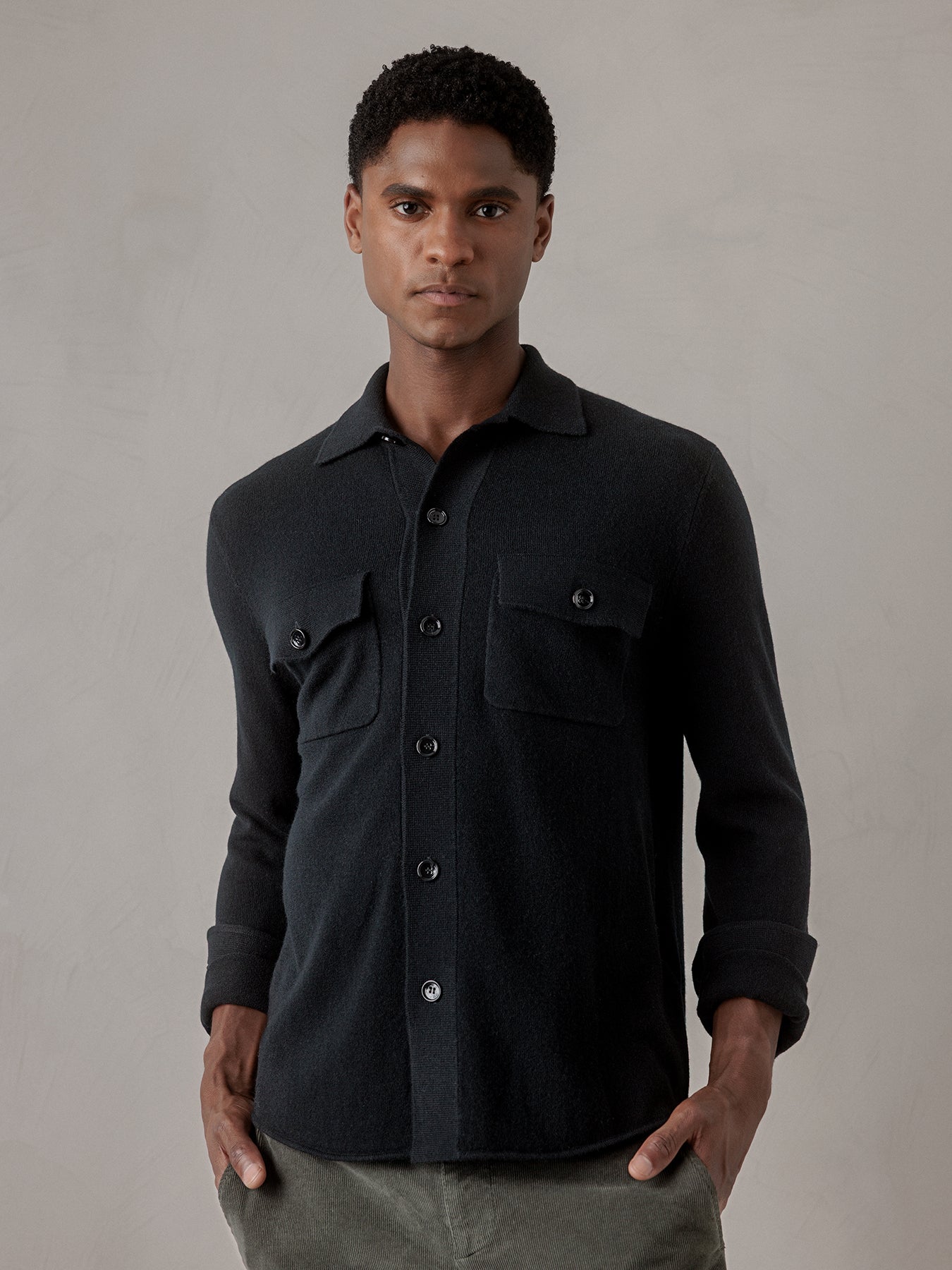 ALLUDE Strickhemd aus Schurwolle Herren (490 BLACK)