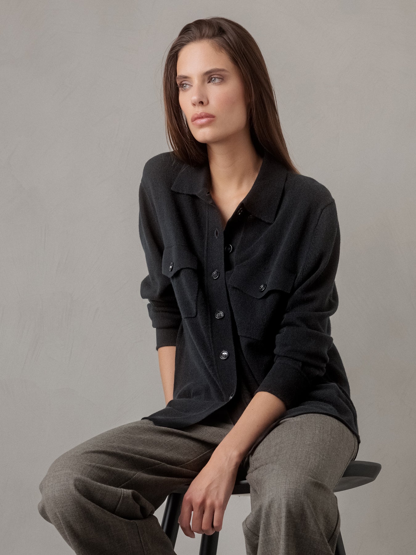 ALLUDE Hemd aus Schurwolle Damen (90 SCHWARZ)