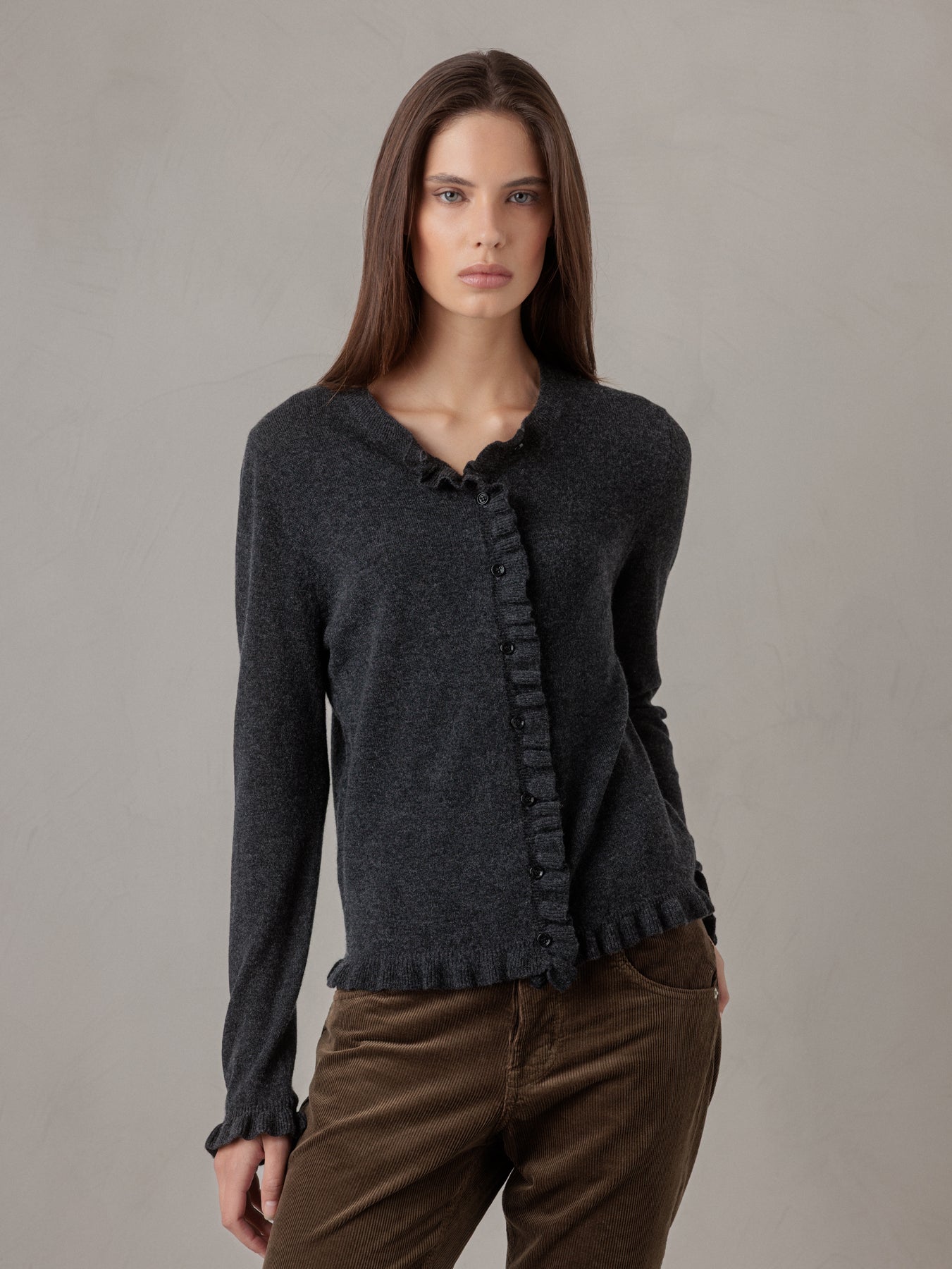 ALLUDE Strickjacke aus Schurwolle Damen (84 ANTHRAZIT)