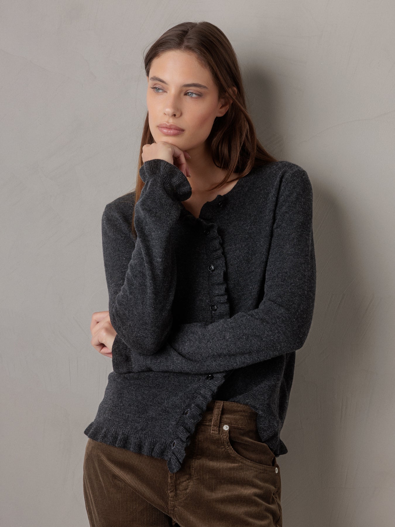 ALLUDE Strickjacke aus Schurwolle Damen (84 ANTHRAZIT)