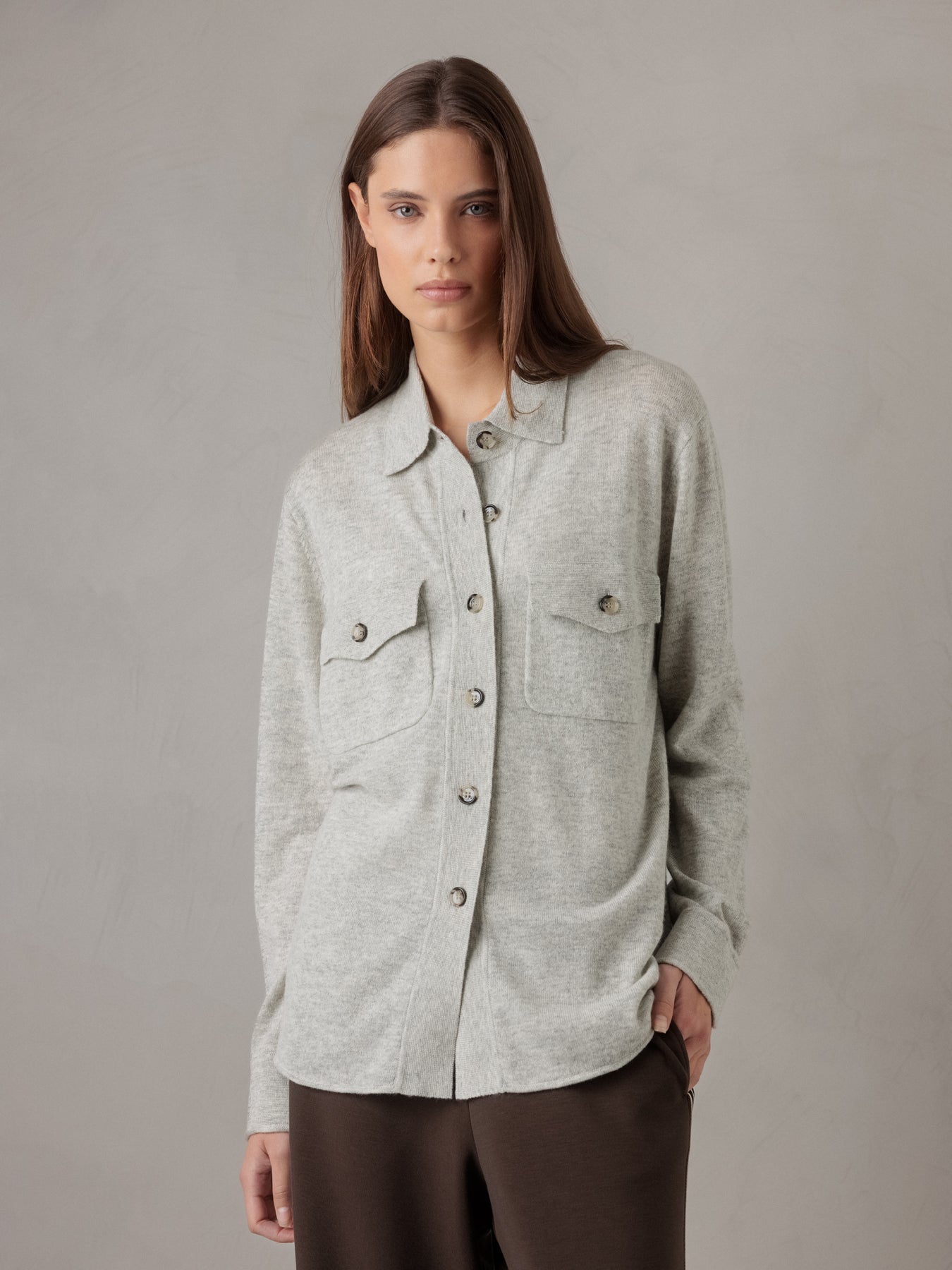 ALLUDE Hemd aus Schurwolle Damen (81 LT GREY MEL)