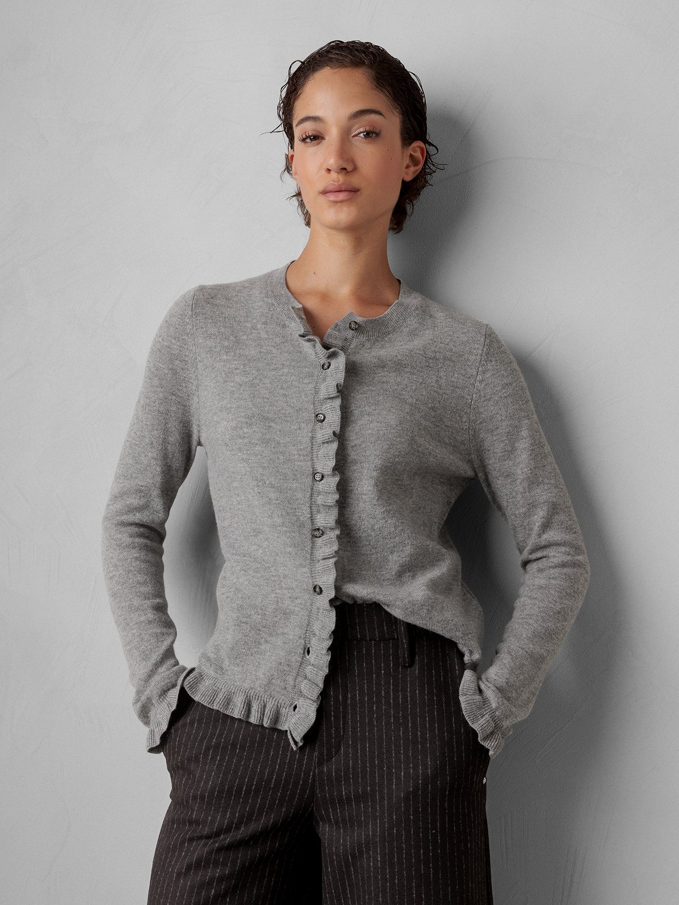 ALLUDE Strickjacke aus Schurwolle Damen (83 GRAU MEL)