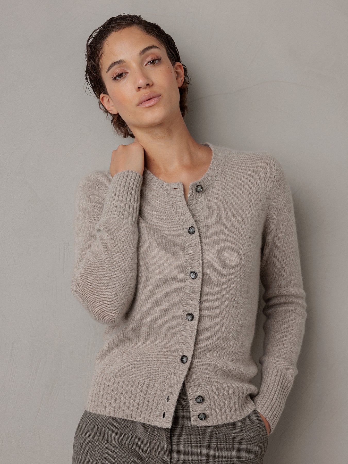 ALLUDE Strickjacke aus Cashmere Damen (46 TAUPE MEL)