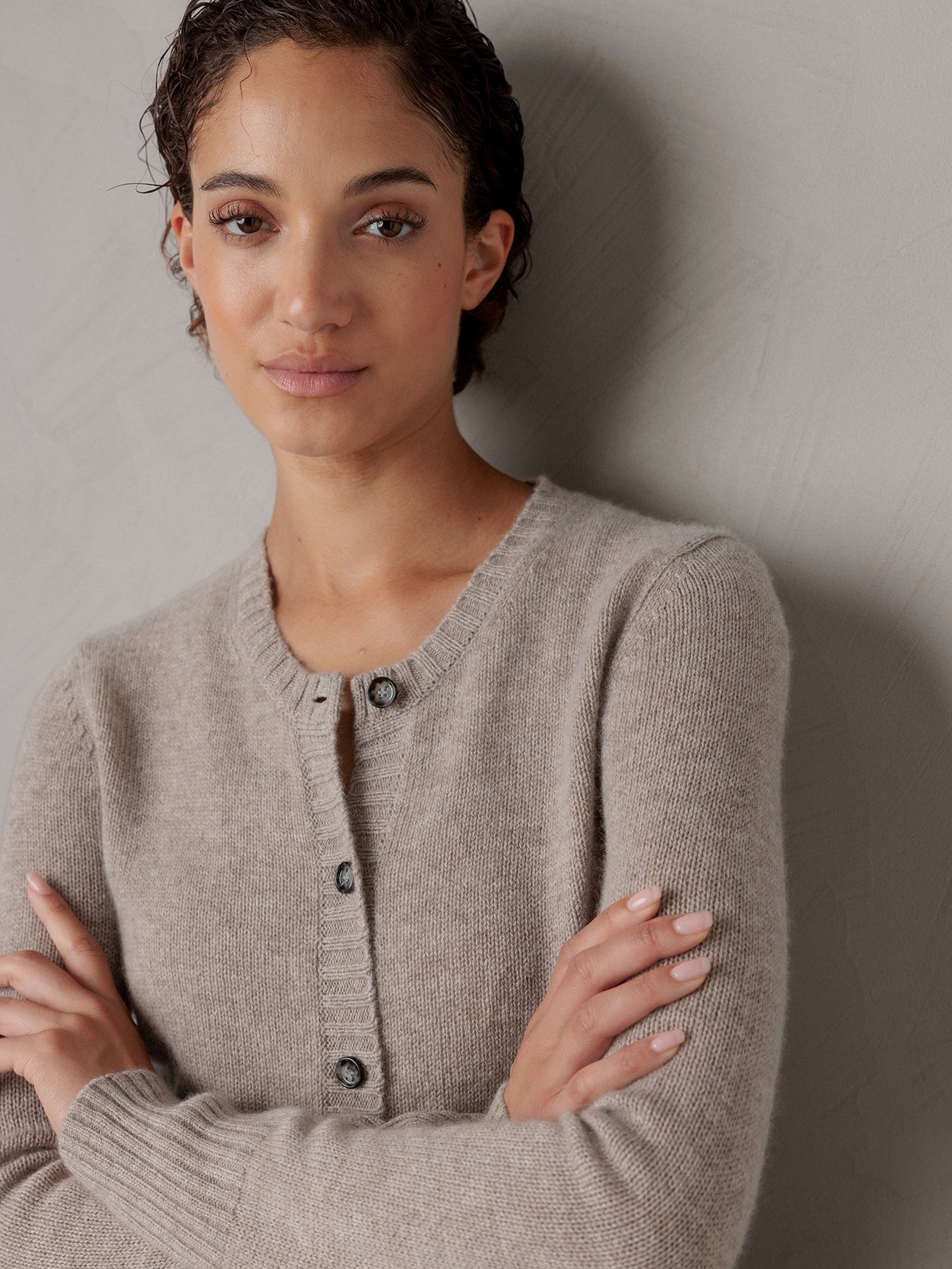 ALLUDE Strickjacke aus Cashmere Damen (46 TAUPE MEL)