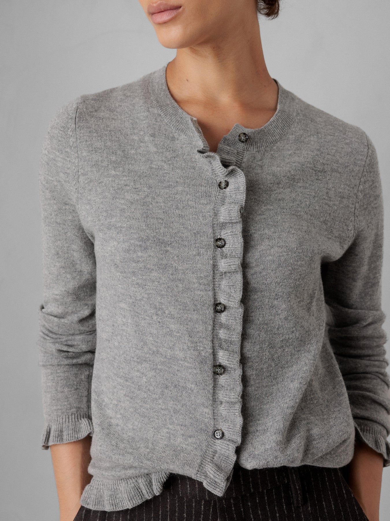 ALLUDE Strickjacke aus Schurwolle Damen (83 GRAU MEL)