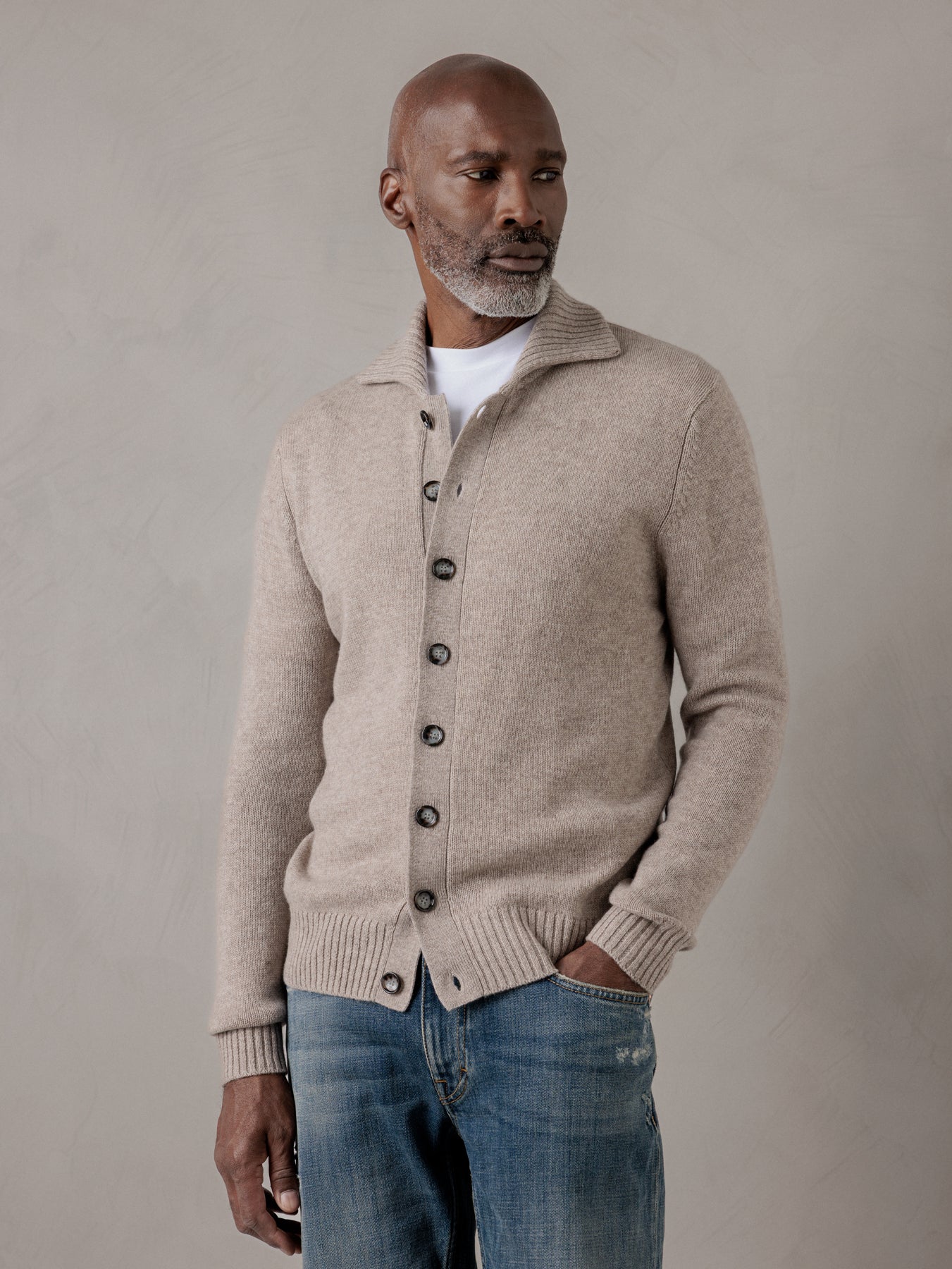 ALLUDE Strickjacke aus Schurwolle Herren (46 TAUPE MEL)