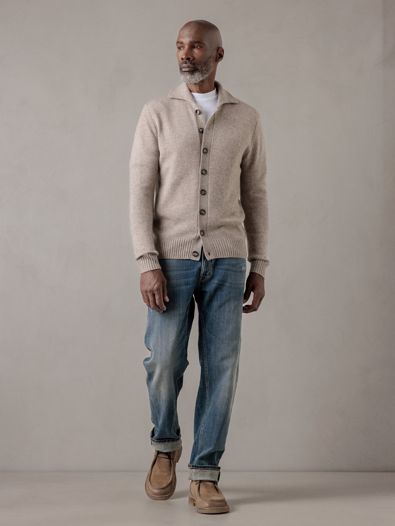 ALLUDE Strickjacke aus Schurwolle Herren (46 TAUPE MEL)