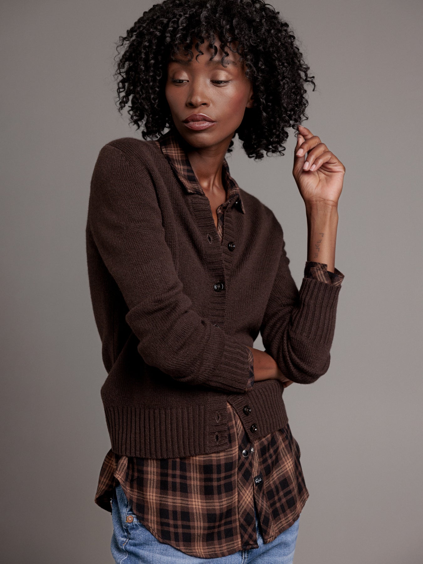 ALLUDE Strickjacke aus Cashmere Damen (49 DK BRAUN)