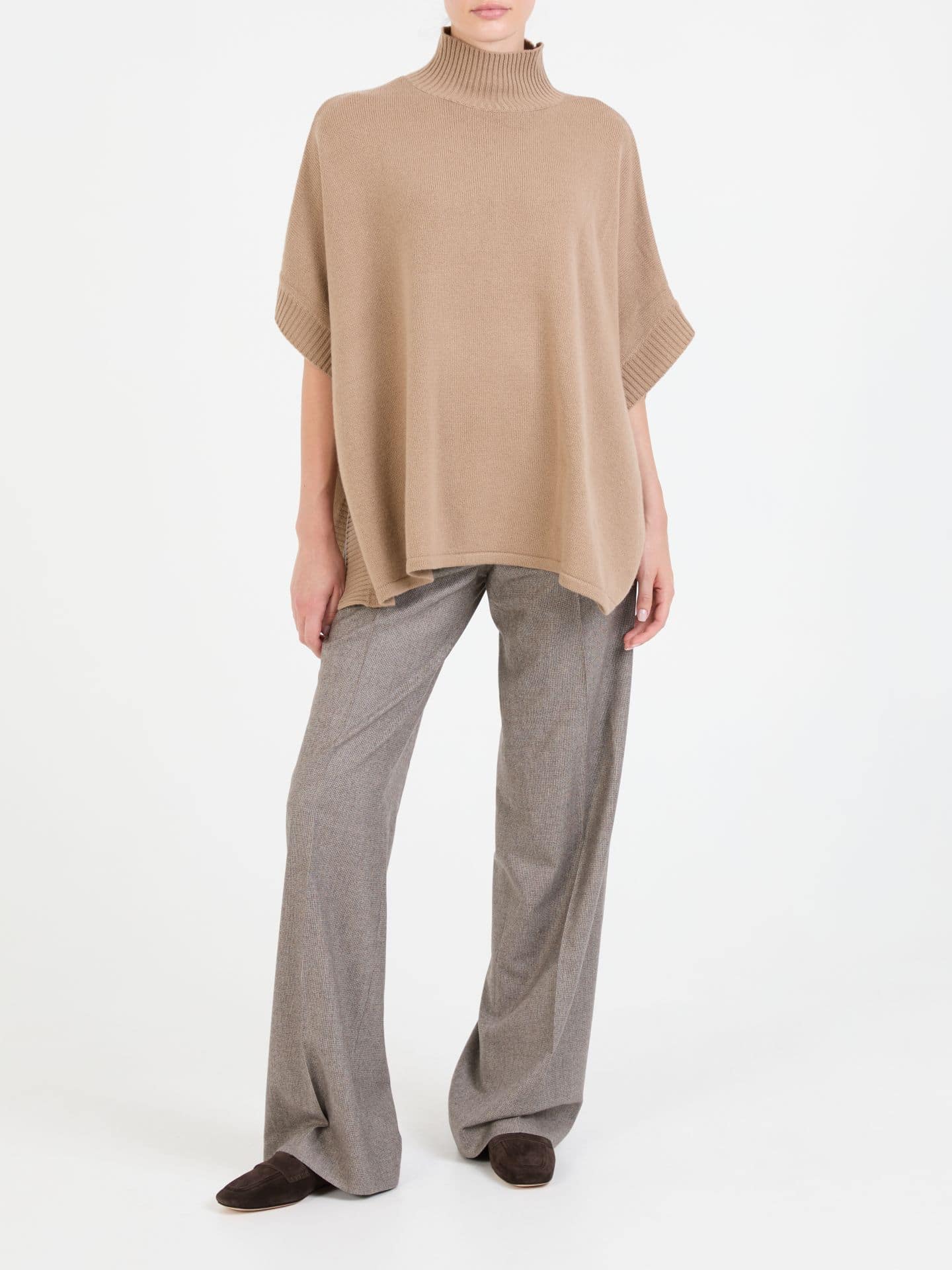 Woll-Cashmere-Poncho Braun