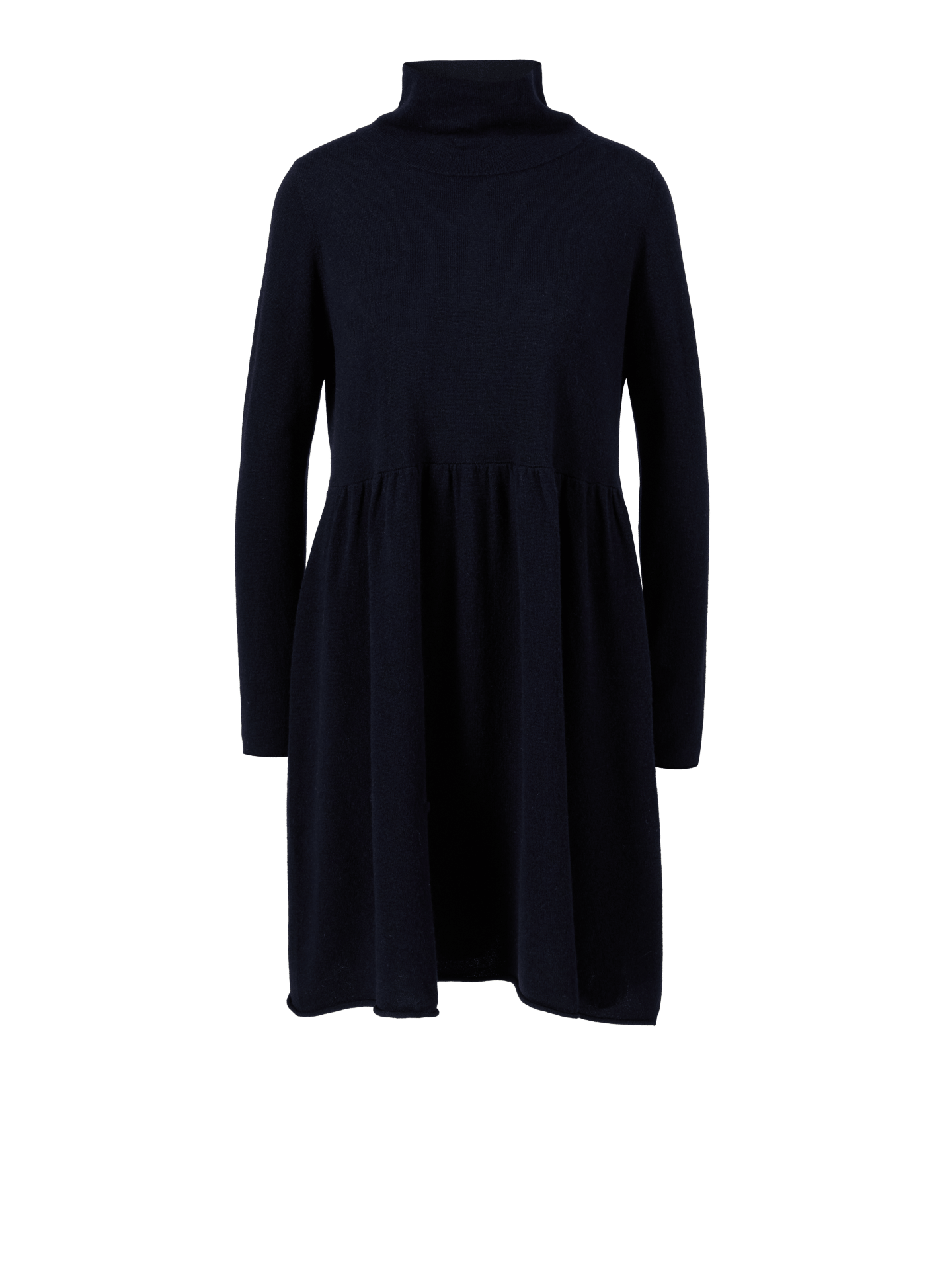 Woll-Cashmere-Strickkleid mit Rollkragen Marineblau