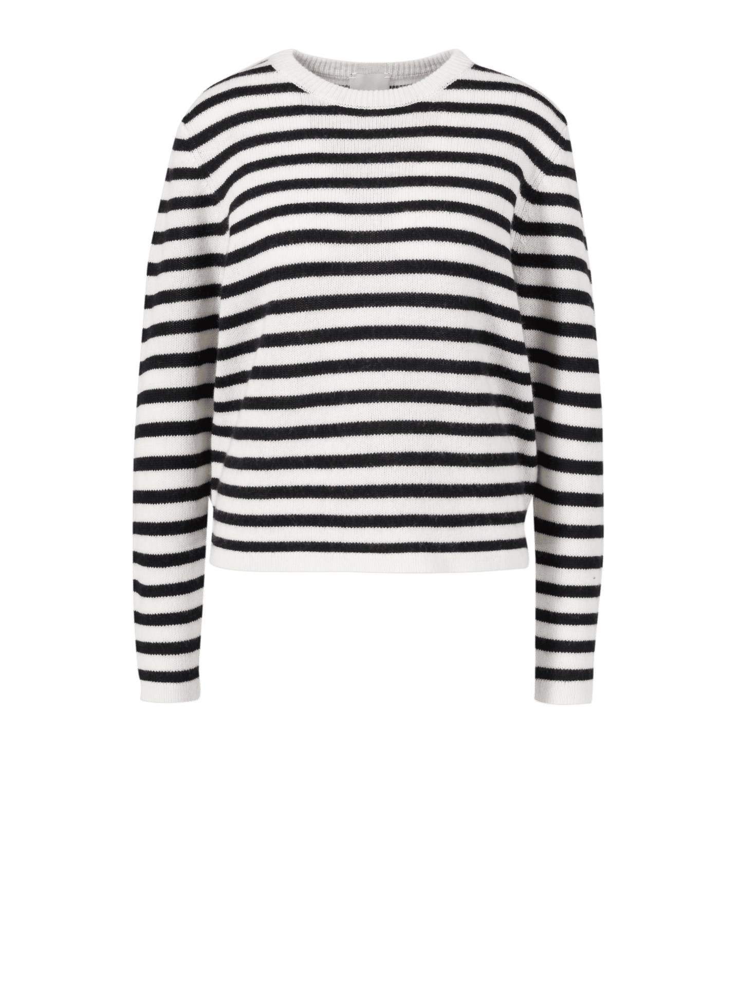 Gestreifter Woll-Cashmere-Pullover Schwarz/Crème