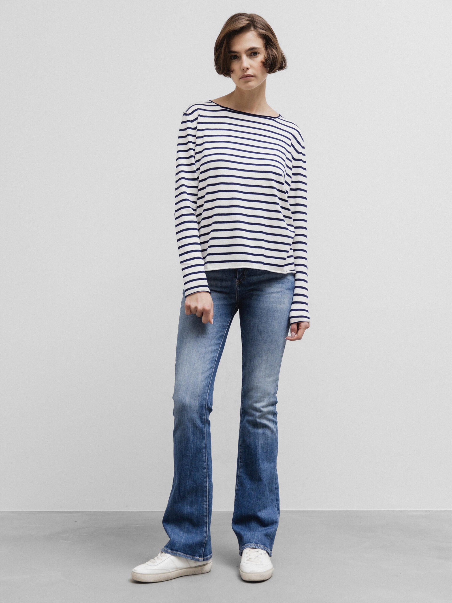 ALLUDE Langarmshirt Damen (40/14 OFF WHITE/NAVY)