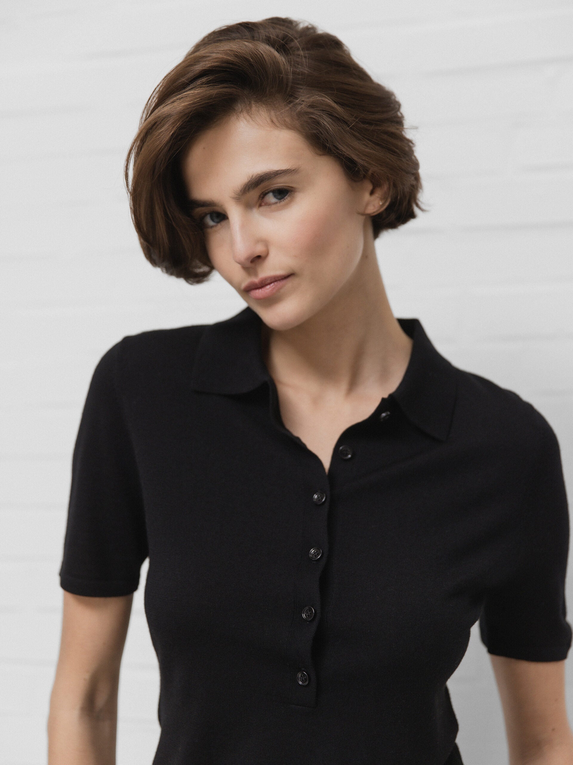 ALLUDE Strick-Poloshirt aus Schurwolle Damen (490 SCHWARZ)