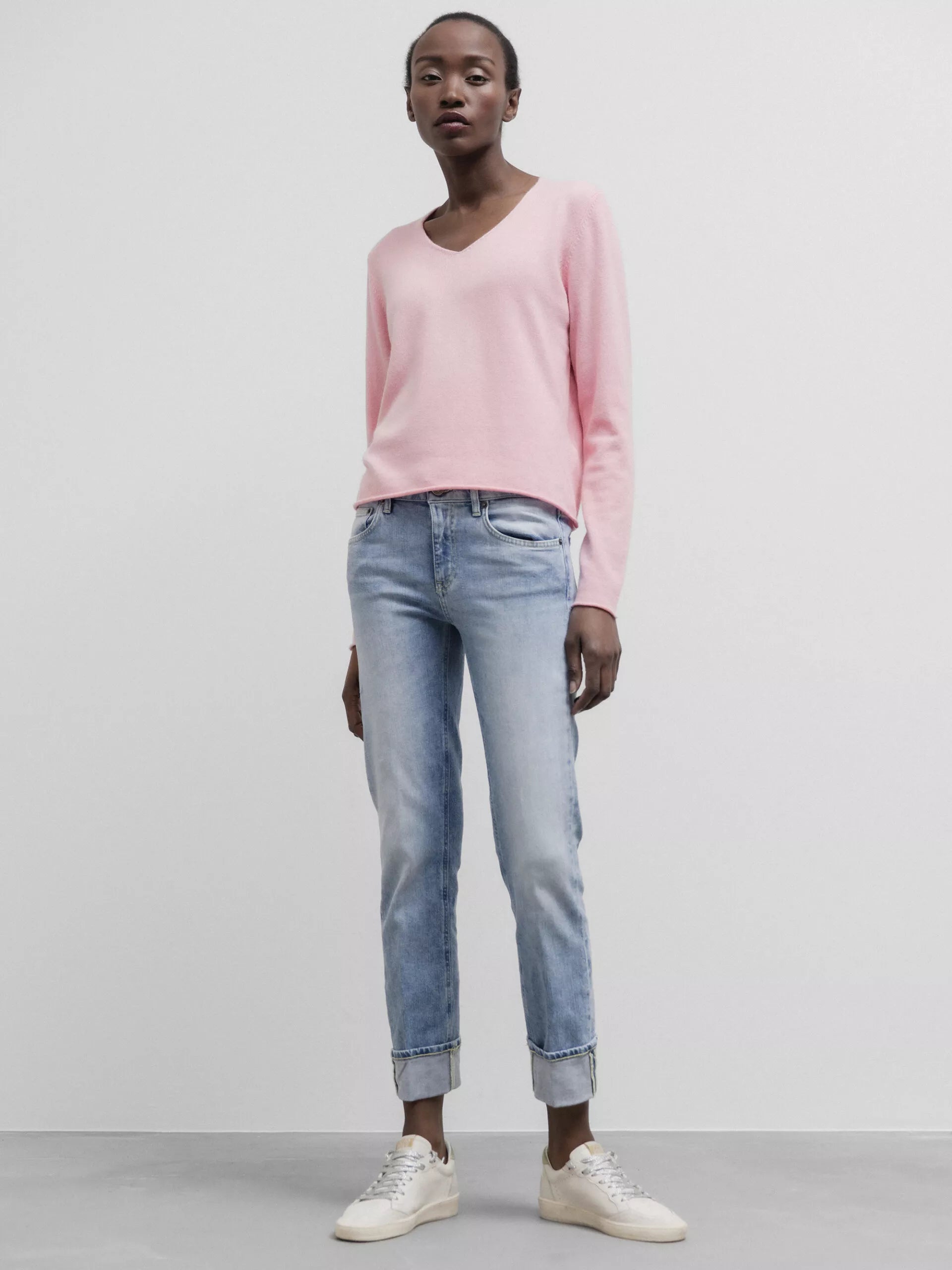 ALLUDE Kurzer Feinstrickpullover aus Baumwolle  Damen (61 POWDER)