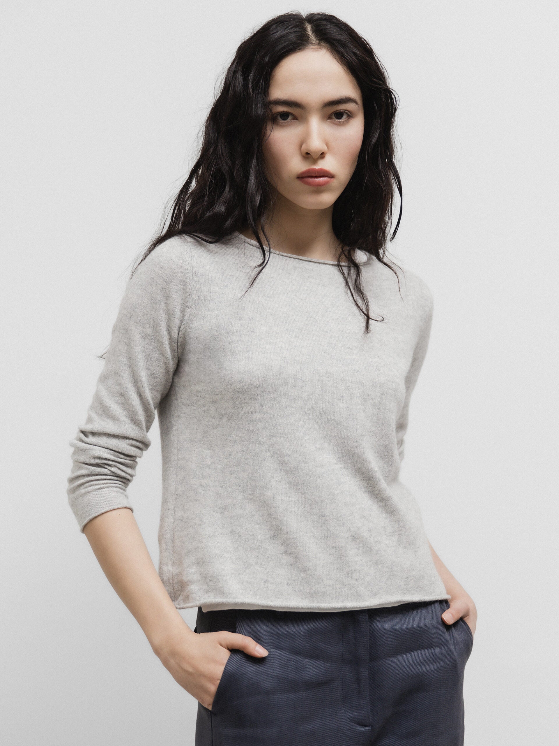 ALLUDE Feinstrickpullover aus Baumwolle Damen (81 SILBER MEL)
