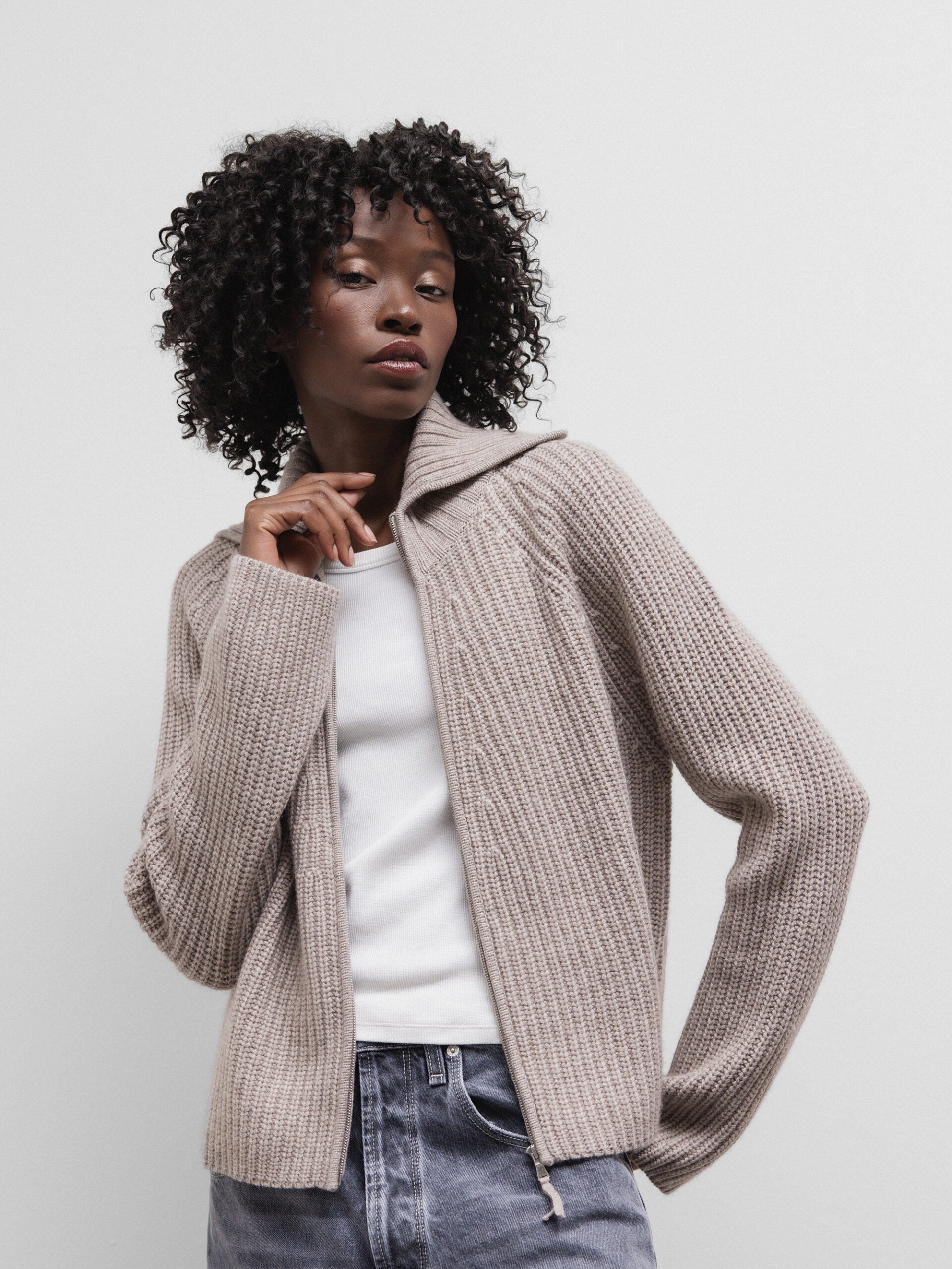 ALLUDE Strickjacke aus Schurwolle Damen (46 TAUPE MEL)