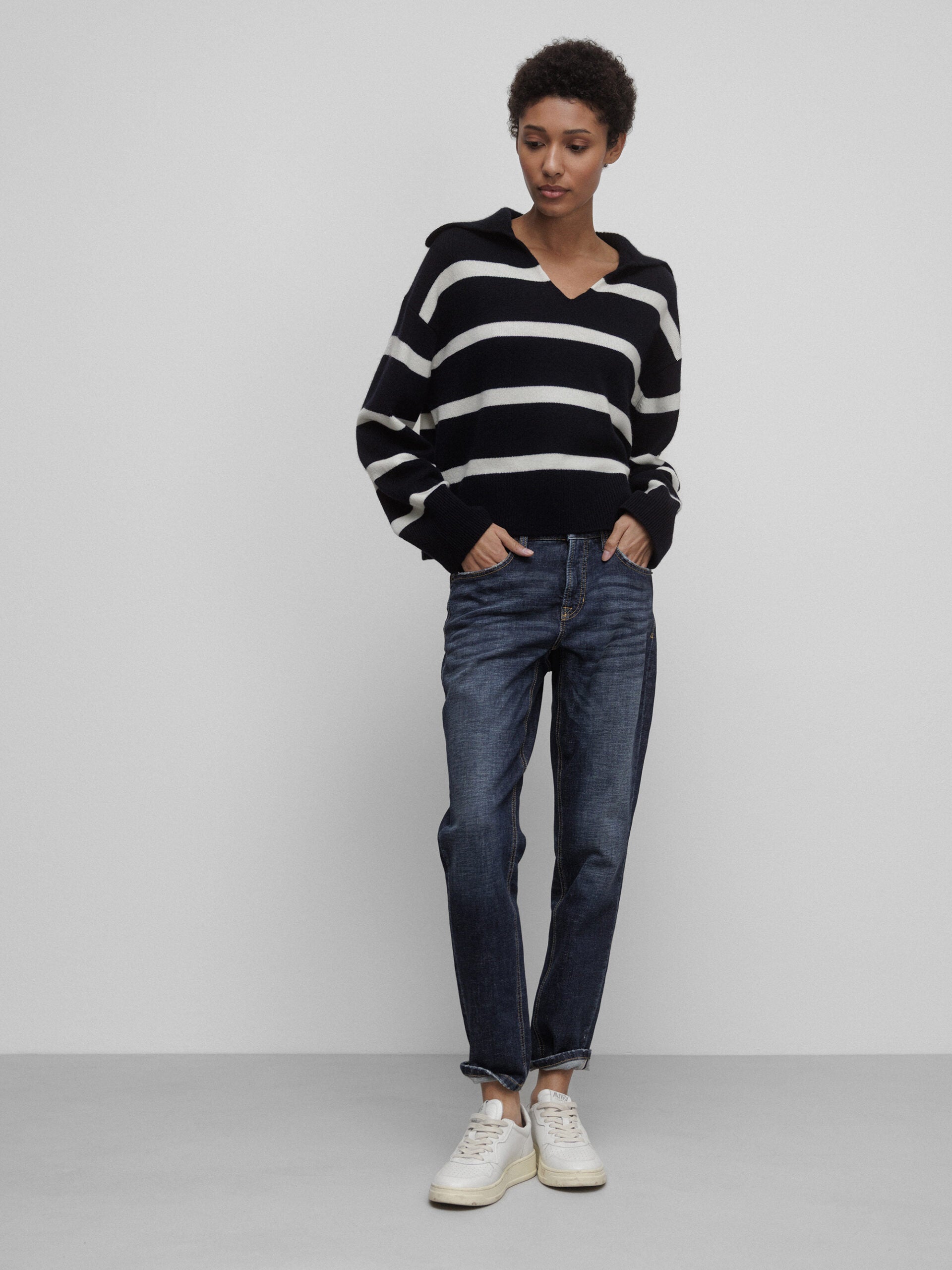 ALLUDE Pullover aus Schurwolle Damen (14/40 NAVY/OFF WHITE)